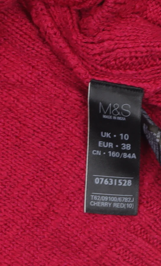 Marks and Spencer Women Red Cable-Knit Crew Neck Jumper Size 10 - Image 5