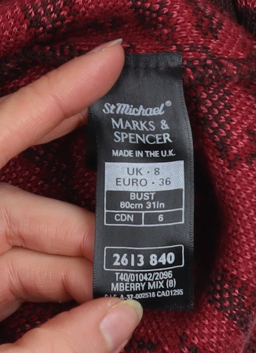 Marks and Spencer Women Red Paisley Knit Shift Dress Size 8 - Image 5