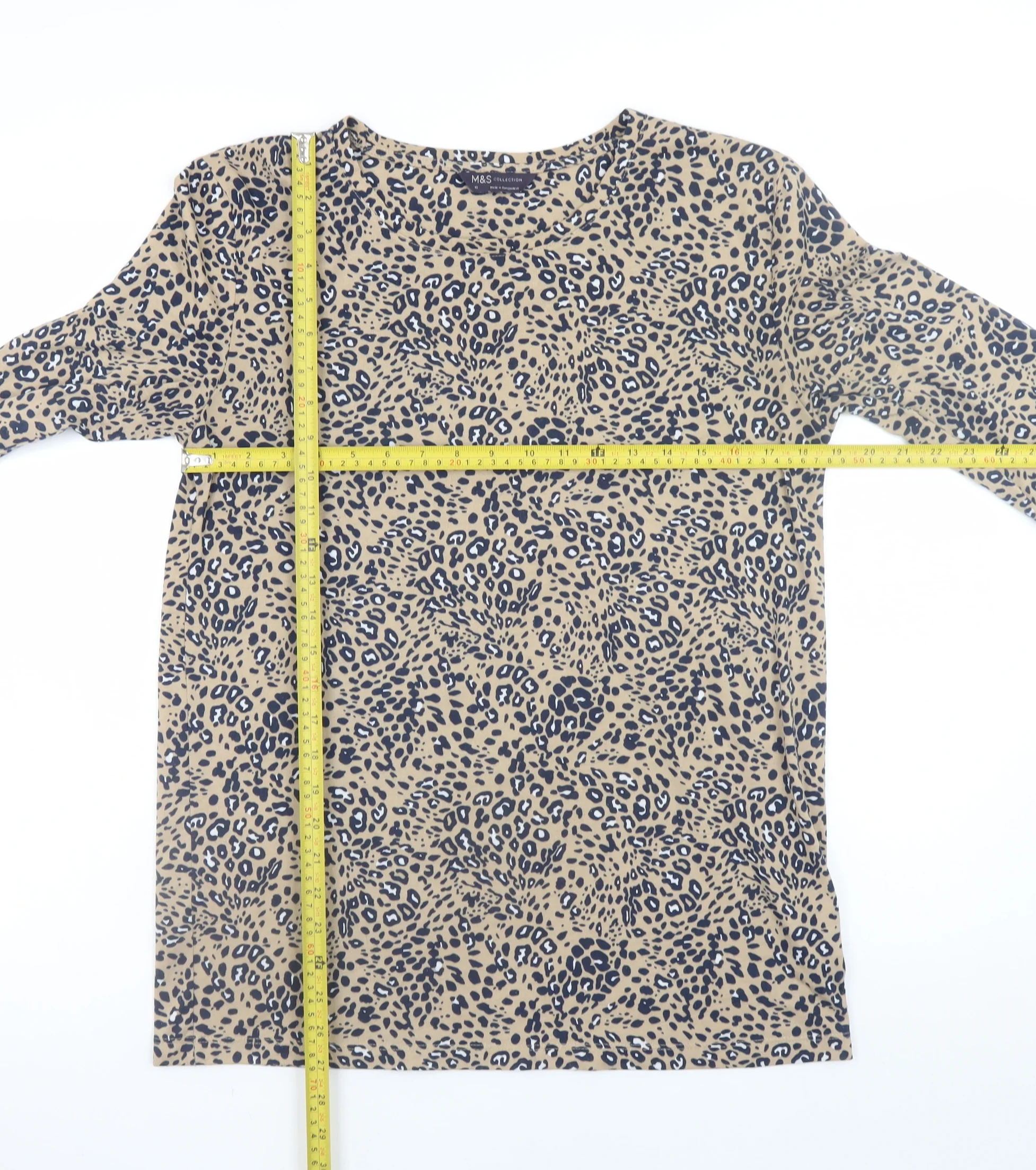 Marks and Spencer Women’s Beige Animal Print Long Sleeve T-Shirt Size 10 - Image 2