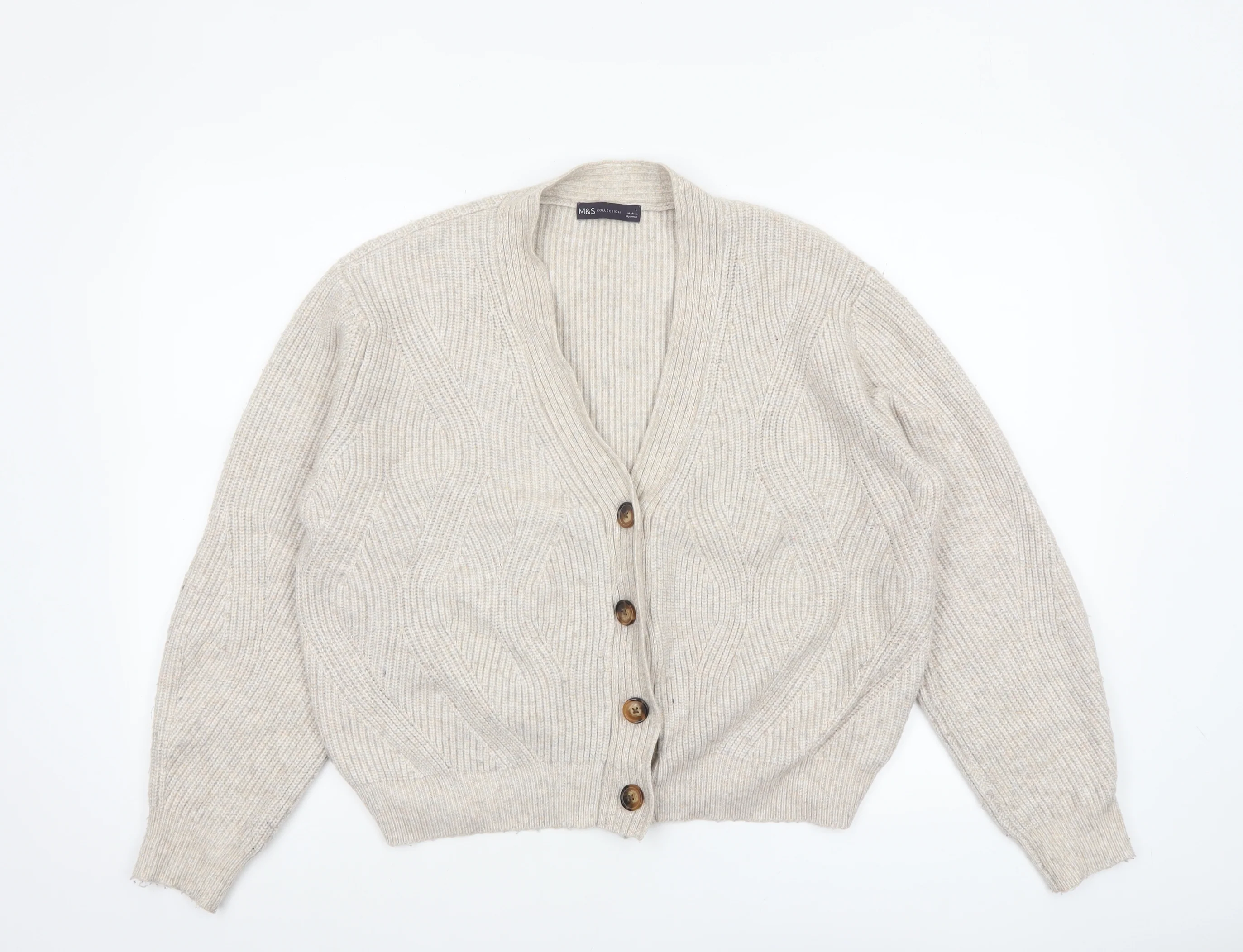 Marks and Spencer Women’s Beige Chunky Knit Cardigan L