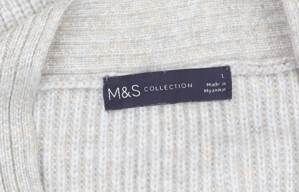 Marks and Spencer Women’s Beige Chunky Knit Cardigan L - Image 5