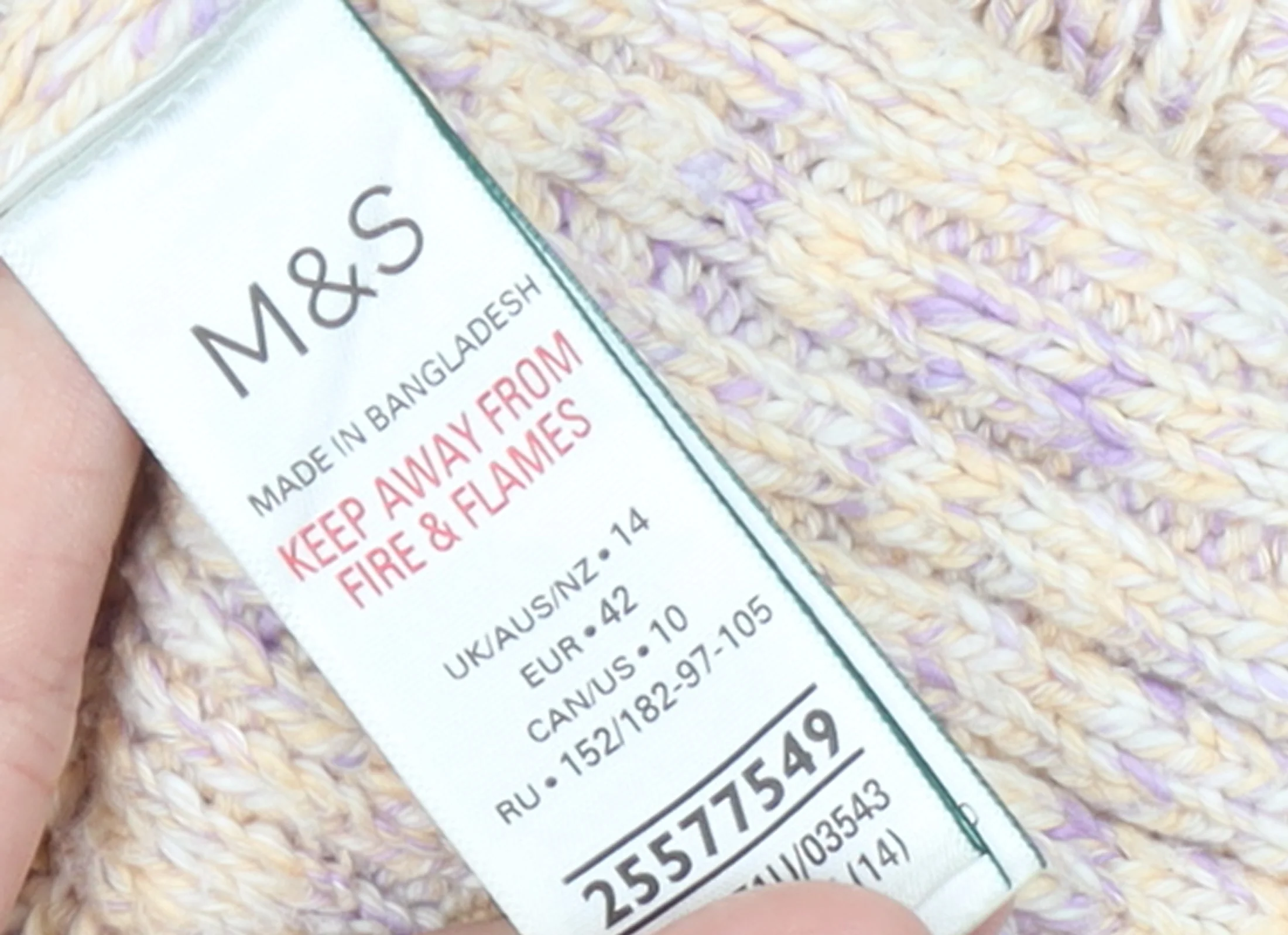 Marks and Spencer Women’s Beige Cotton Mock Neck Cable Knit Jumper Size 14 - Image 4