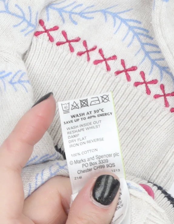 Marks and Spencer Women’s Beige Floral Embroidered 3/4 Sleeve Cardigan Size 8 - Image 4