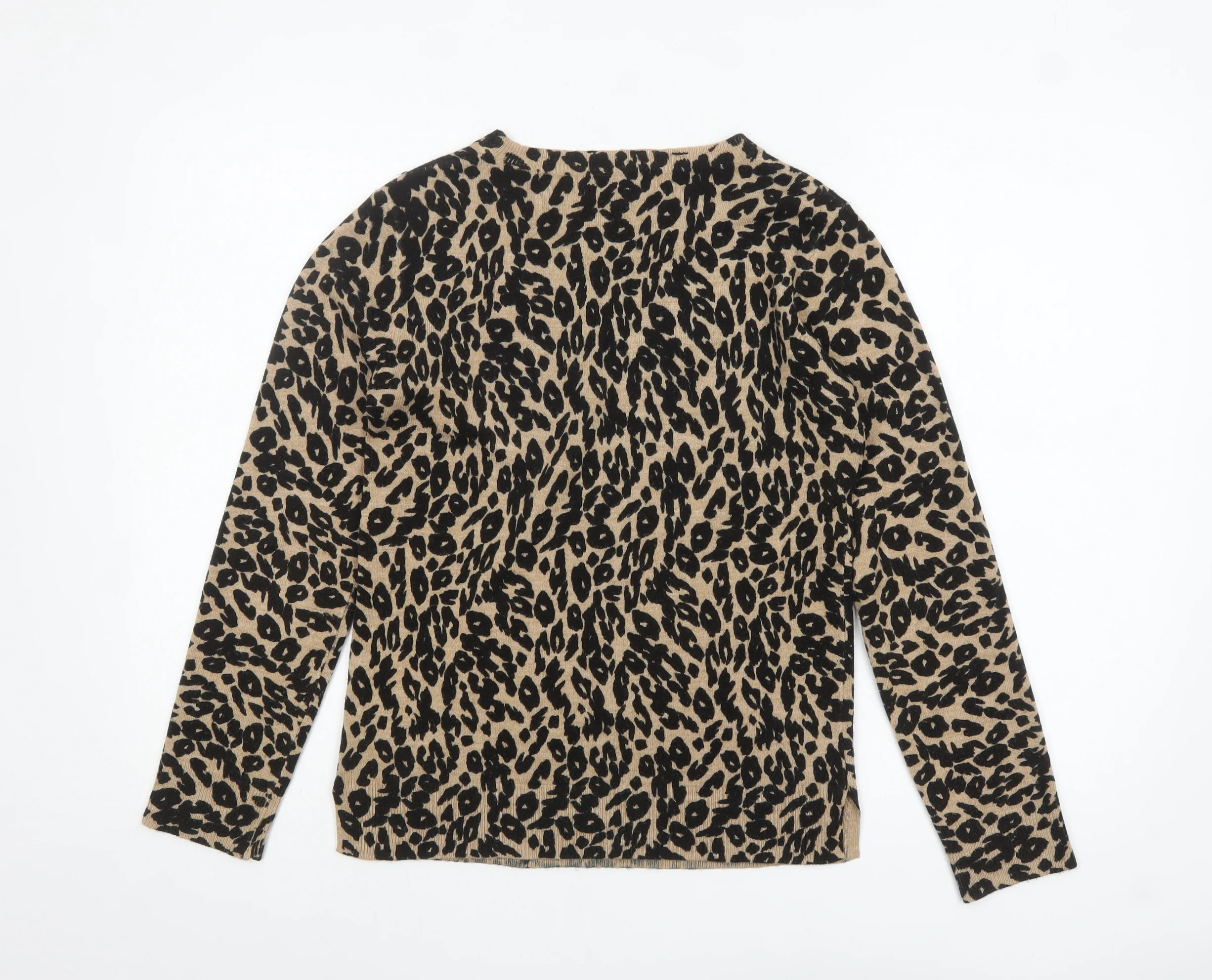 Marks and Spencer Women’s Beige Leopard Print Jumper Size 8 - Image 3