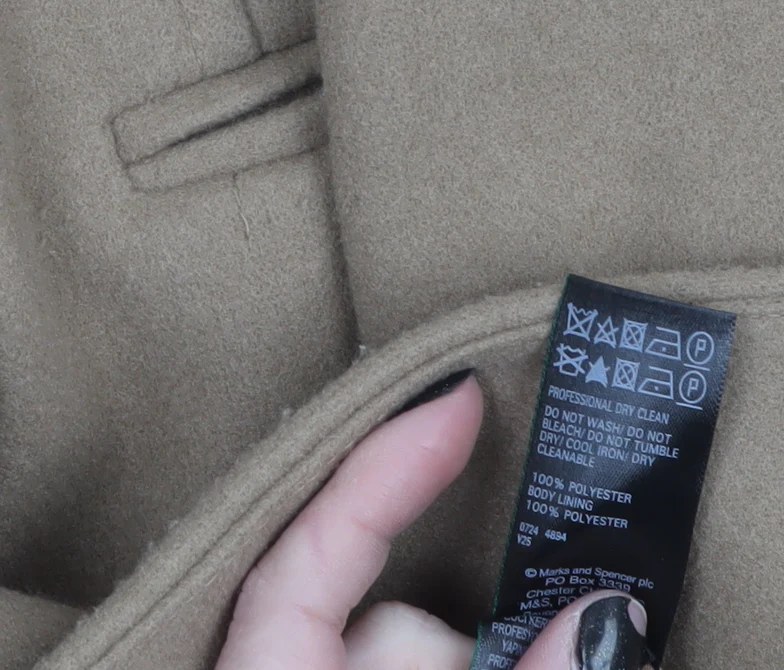 Marks and Spencer Women’s Beige Long Overcoat Size 16 Classic Style - Image 4