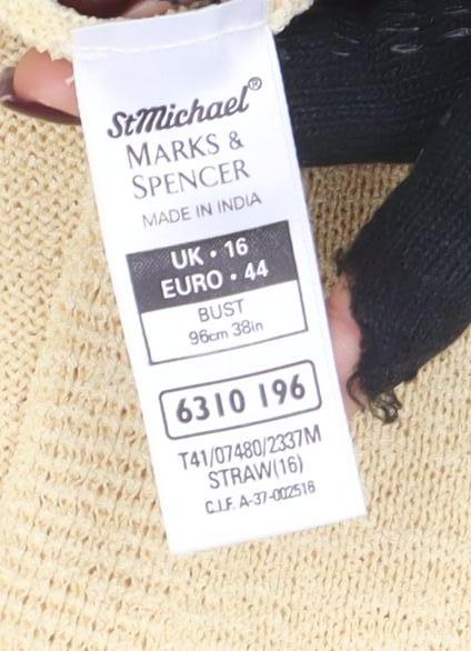 Marks and Spencer Women’s Beige Size 16 V-Neck Knit Cardigan - Image 4