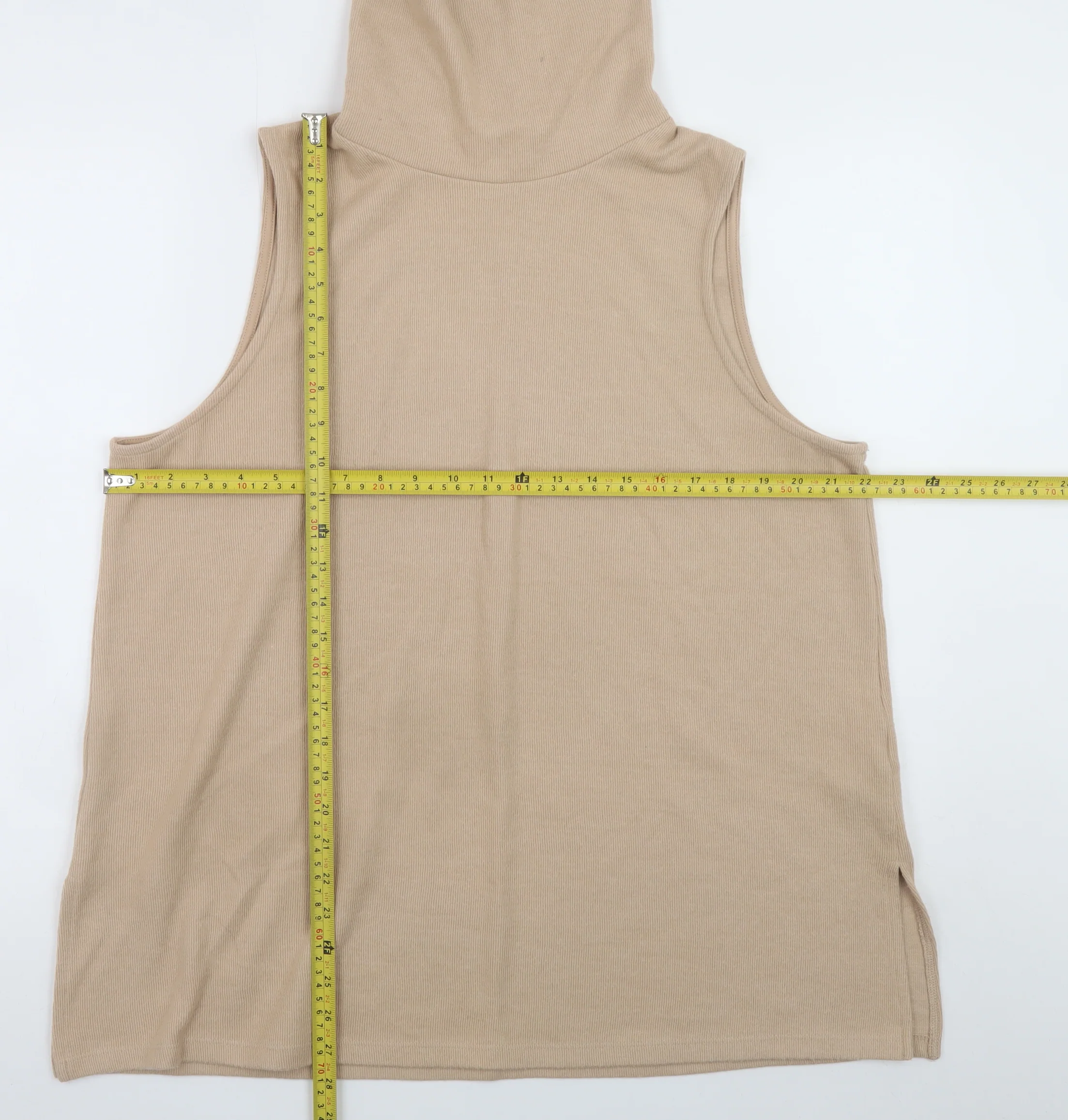 Marks and Spencer Women’s Beige Sleeveless Roll Neck Knit Jumper Size 20 - Image 2