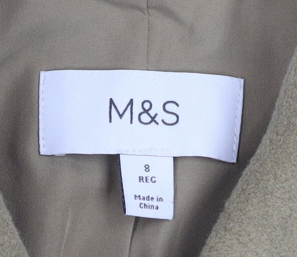 Marks and Spencer Women’s Beige Wool Blend Mid-Length Coat Size 8 - Image 4