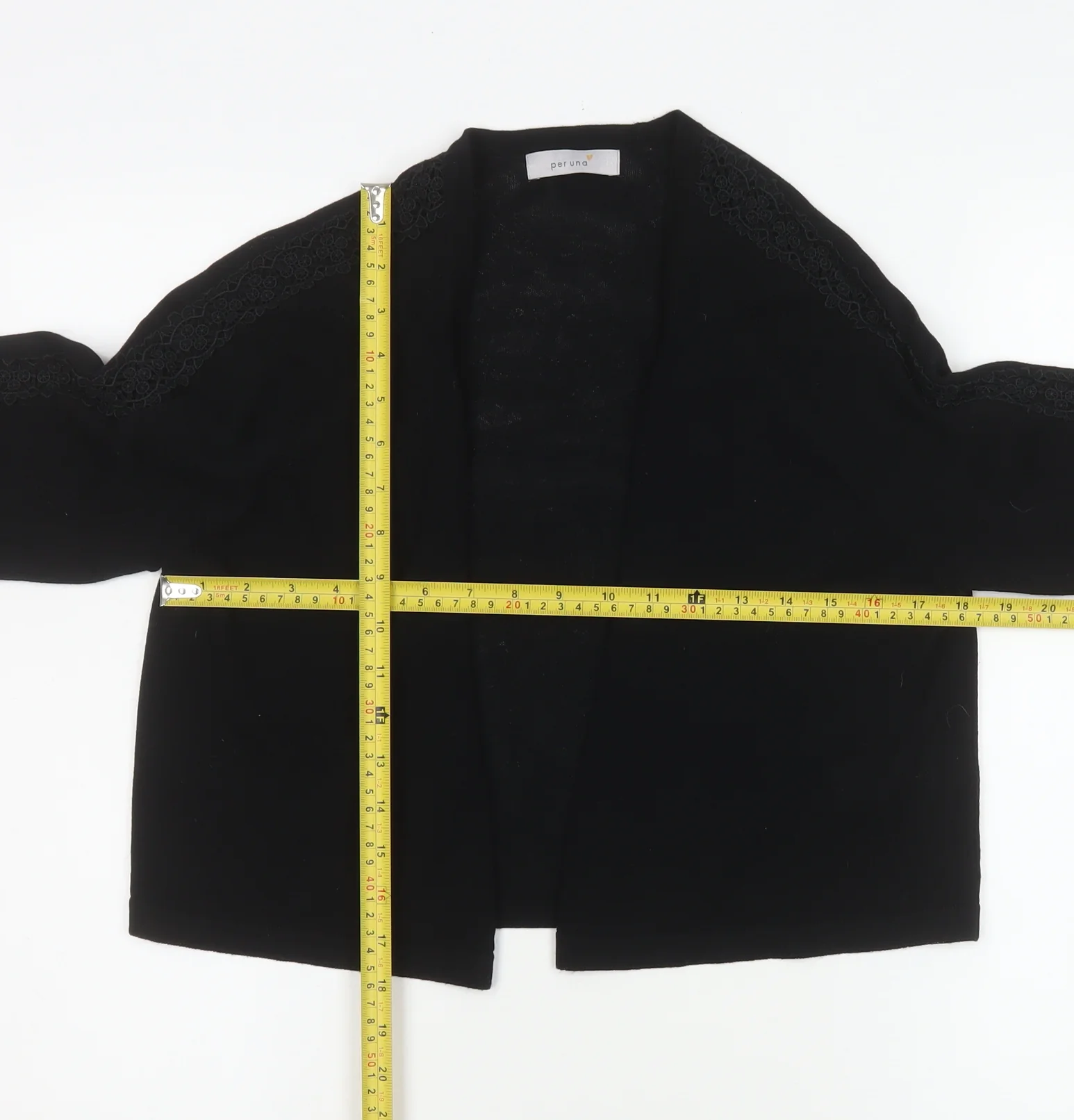 Marks and Spencer Women’s Black Lace Trim Cardigan Size 14 - Image 2