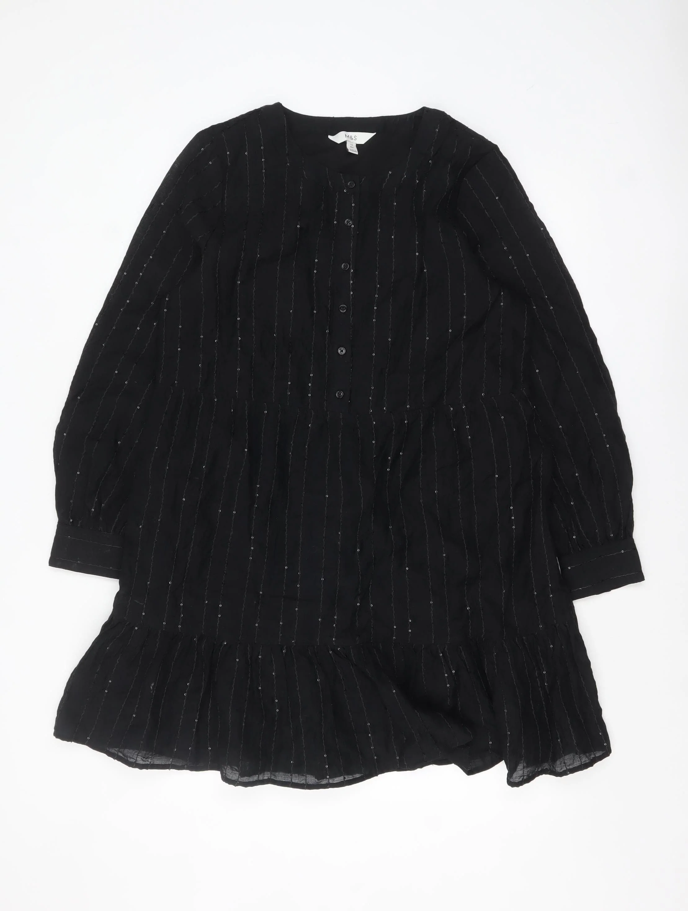 Marks and Spencer Women’s Black Long Sleeve Shift Dress Size 14