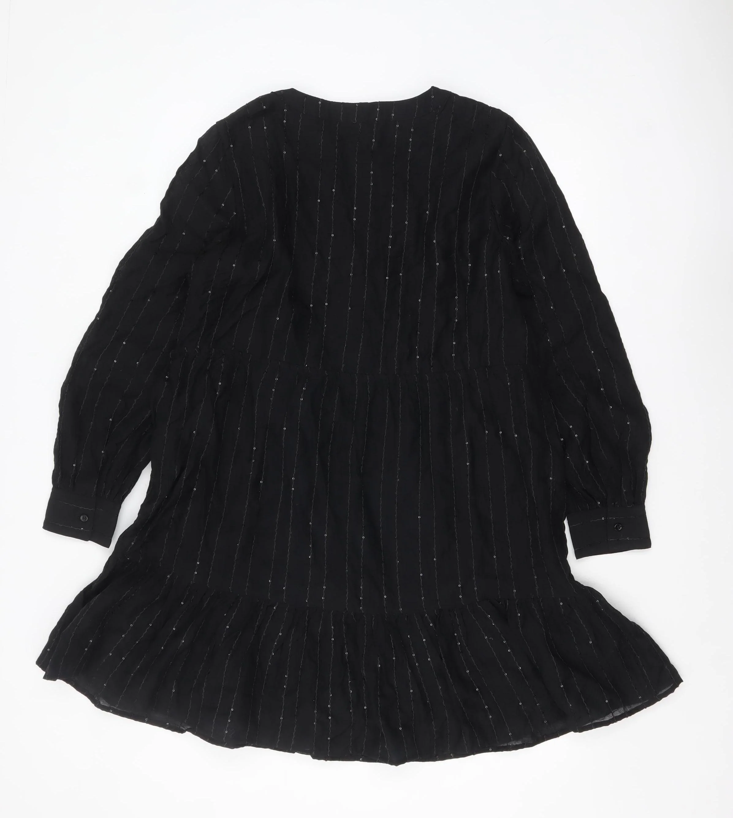 Marks and Spencer Women’s Black Long Sleeve Shift Dress Size 14 - Image 3
