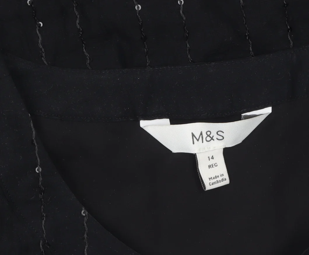 Marks and Spencer Women’s Black Long Sleeve Shift Dress Size 14 - Image 4