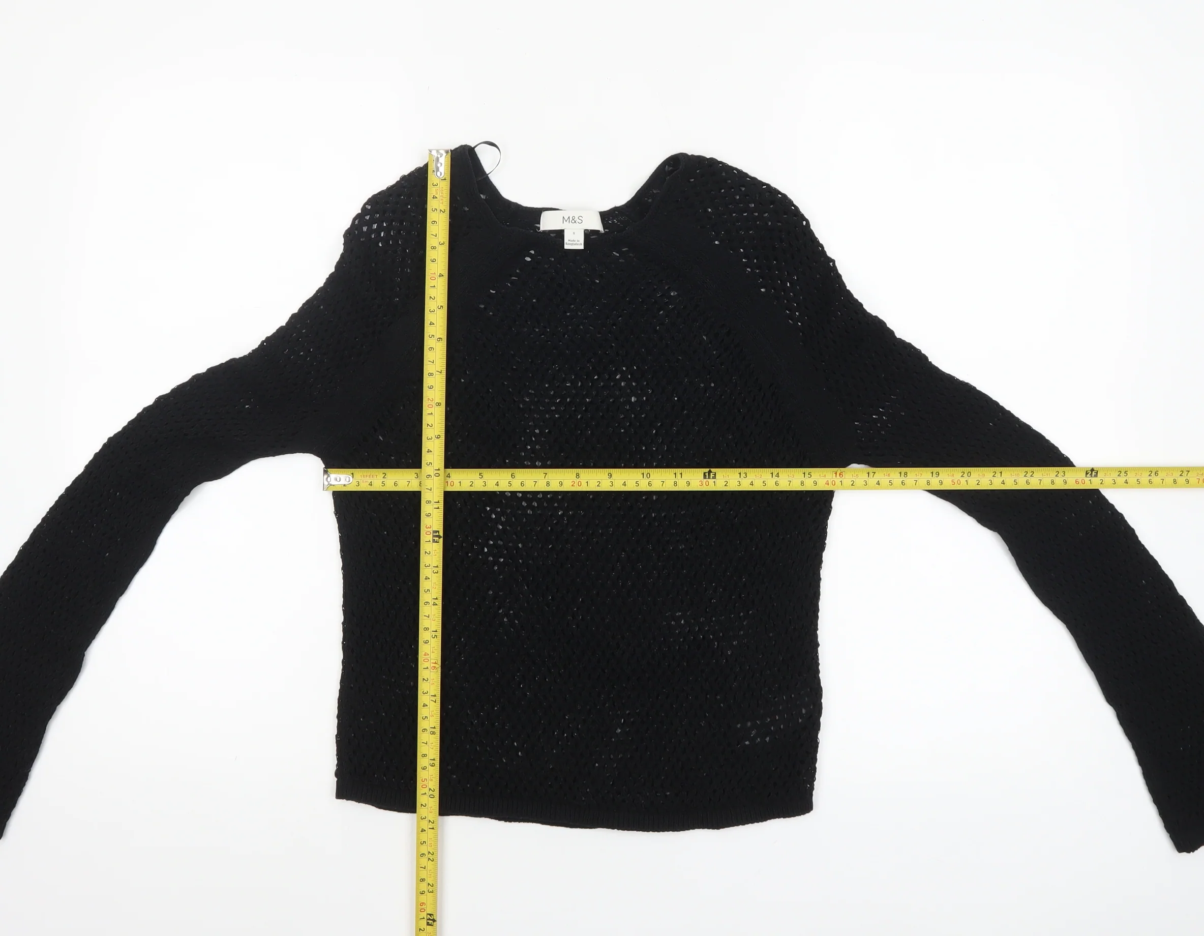 Marks and Spencer Women’s Black Open Knit Cotton Jumper Size S - Image 2