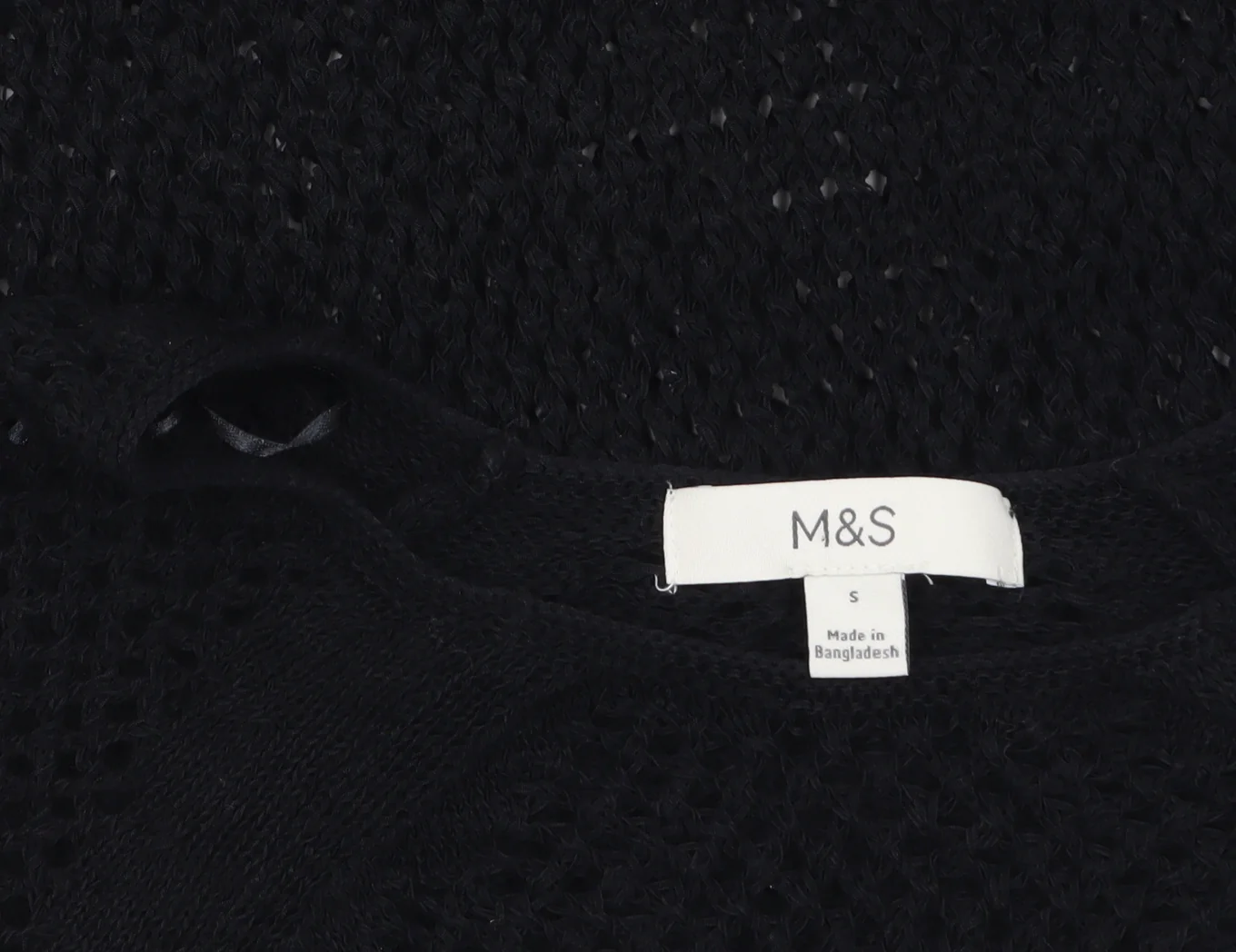 Marks and Spencer Women’s Black Open Knit Cotton Jumper Size S - Image 5