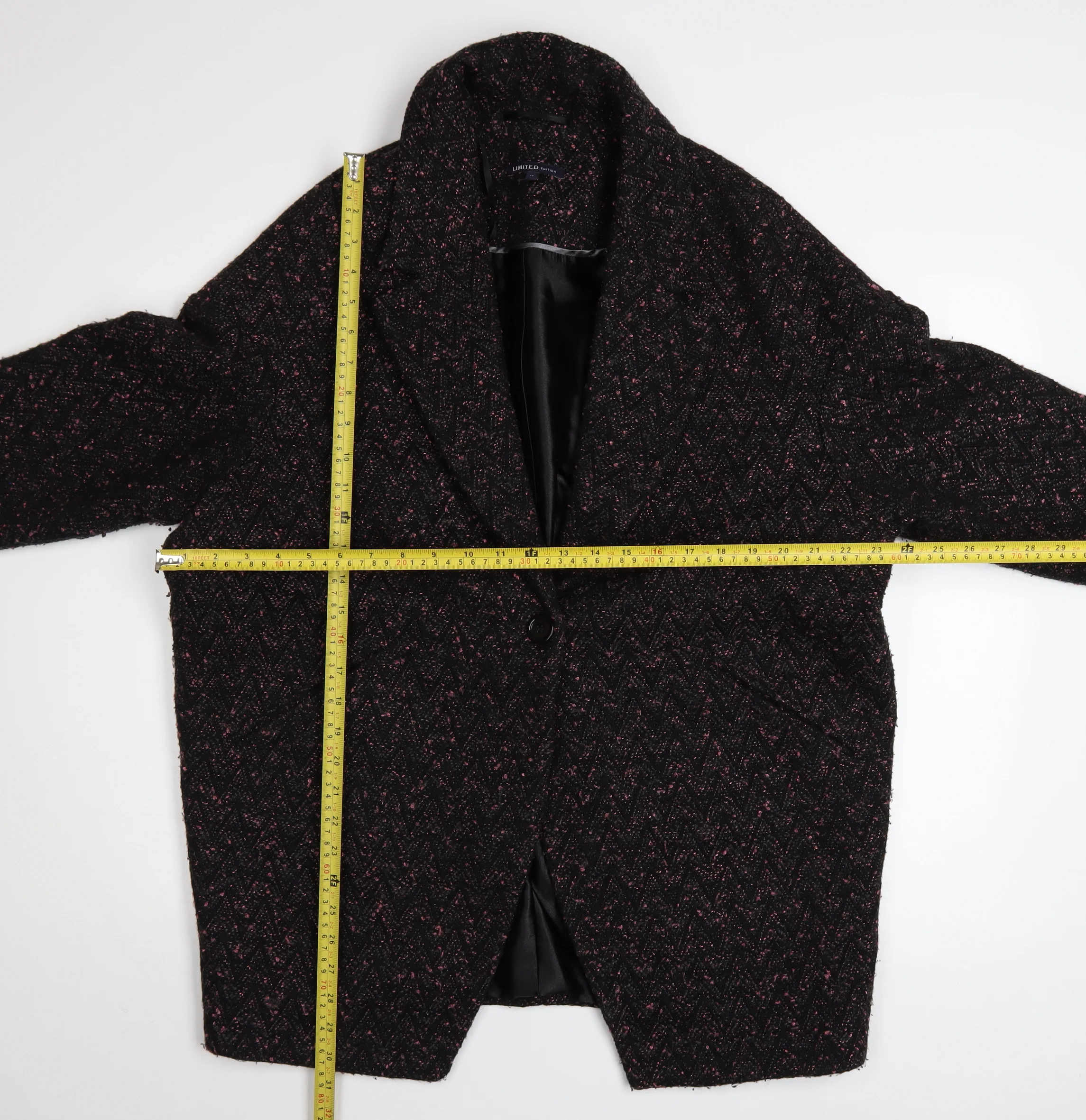 Marks and Spencer Women’s Black Tweed Overcoat Size 14 Limited Edition - Image 2