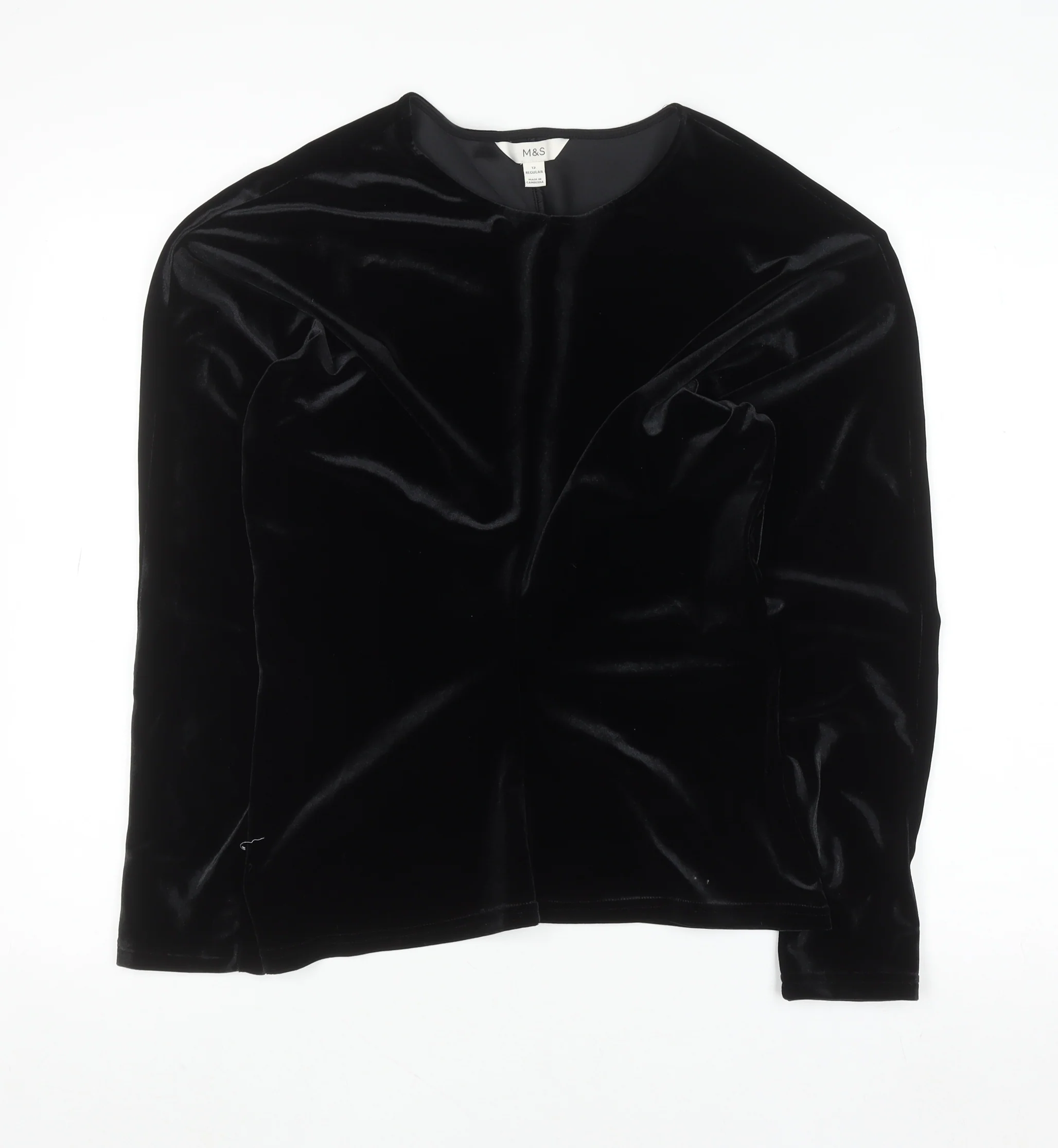 Marks and Spencer Women’s Black Velvet Long Sleeve Blouse Size 12
