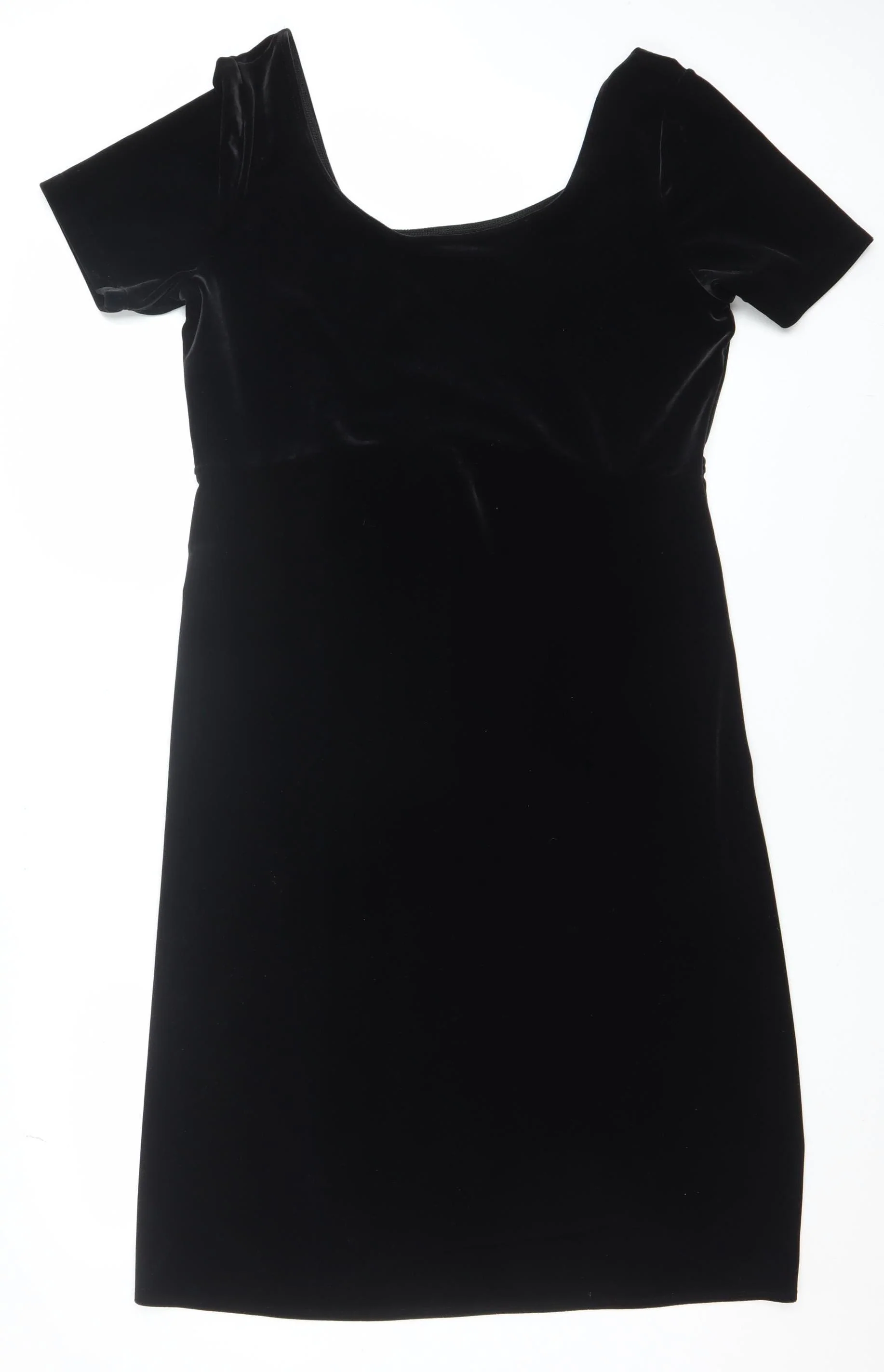 Marks and Spencer Women’s Black Velvet Sheath Dress Size 16 Classic Short Sleeve