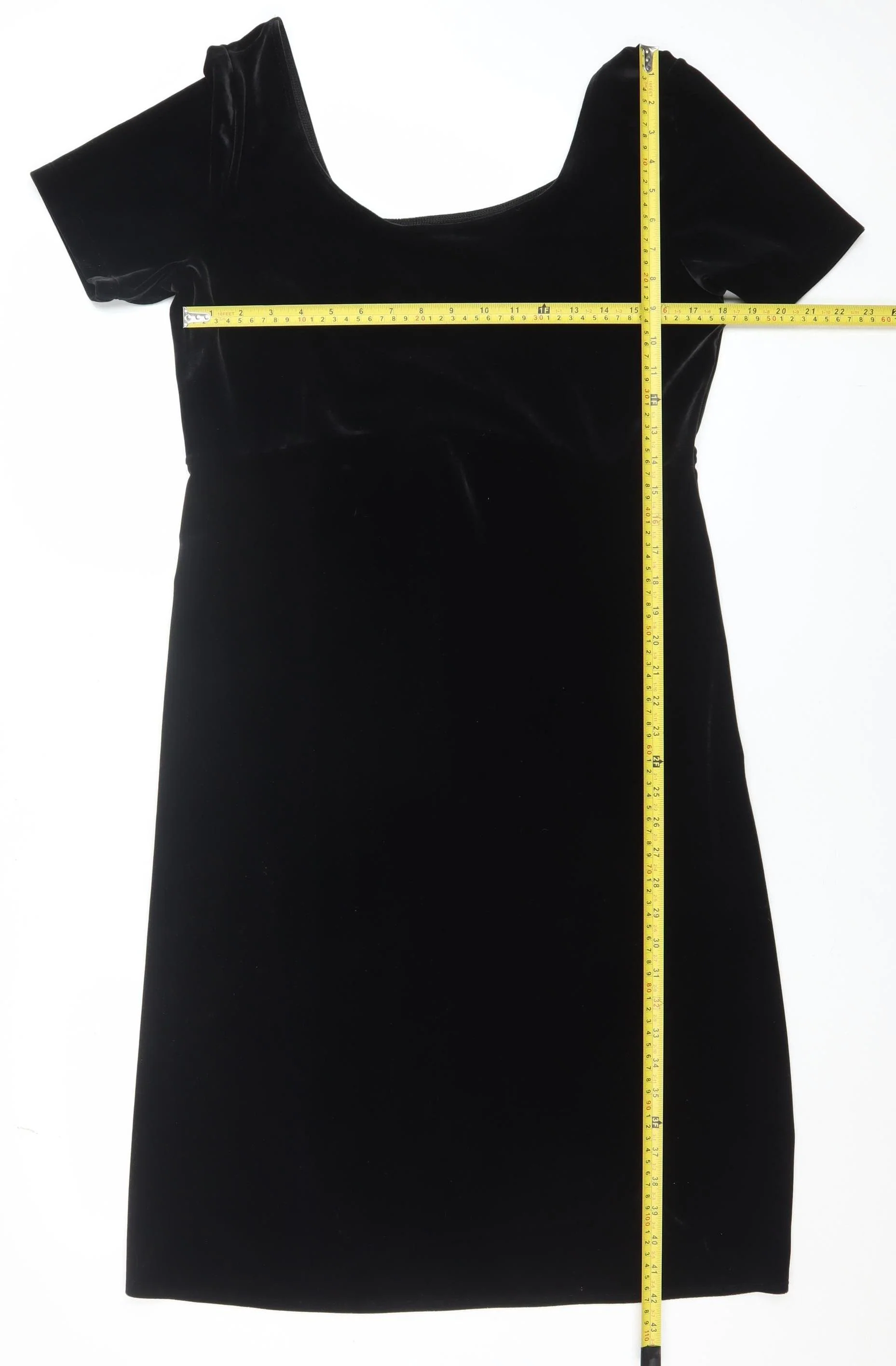 Marks and Spencer Women’s Black Velvet Sheath Dress Size 16 Classic Short Sleeve - Image 2