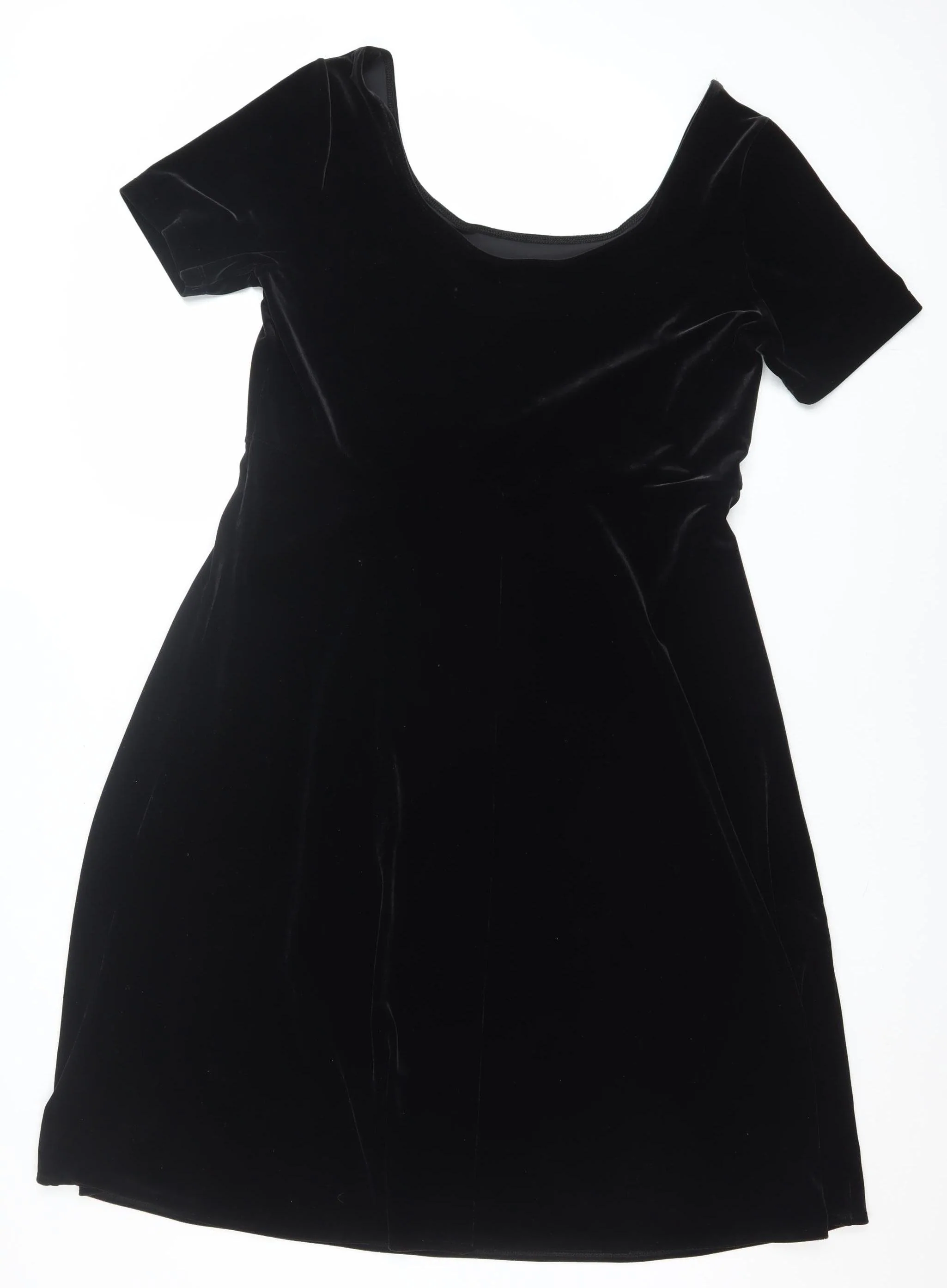 Marks and Spencer Women’s Black Velvet Sheath Dress Size 16 Classic Short Sleeve - Image 3