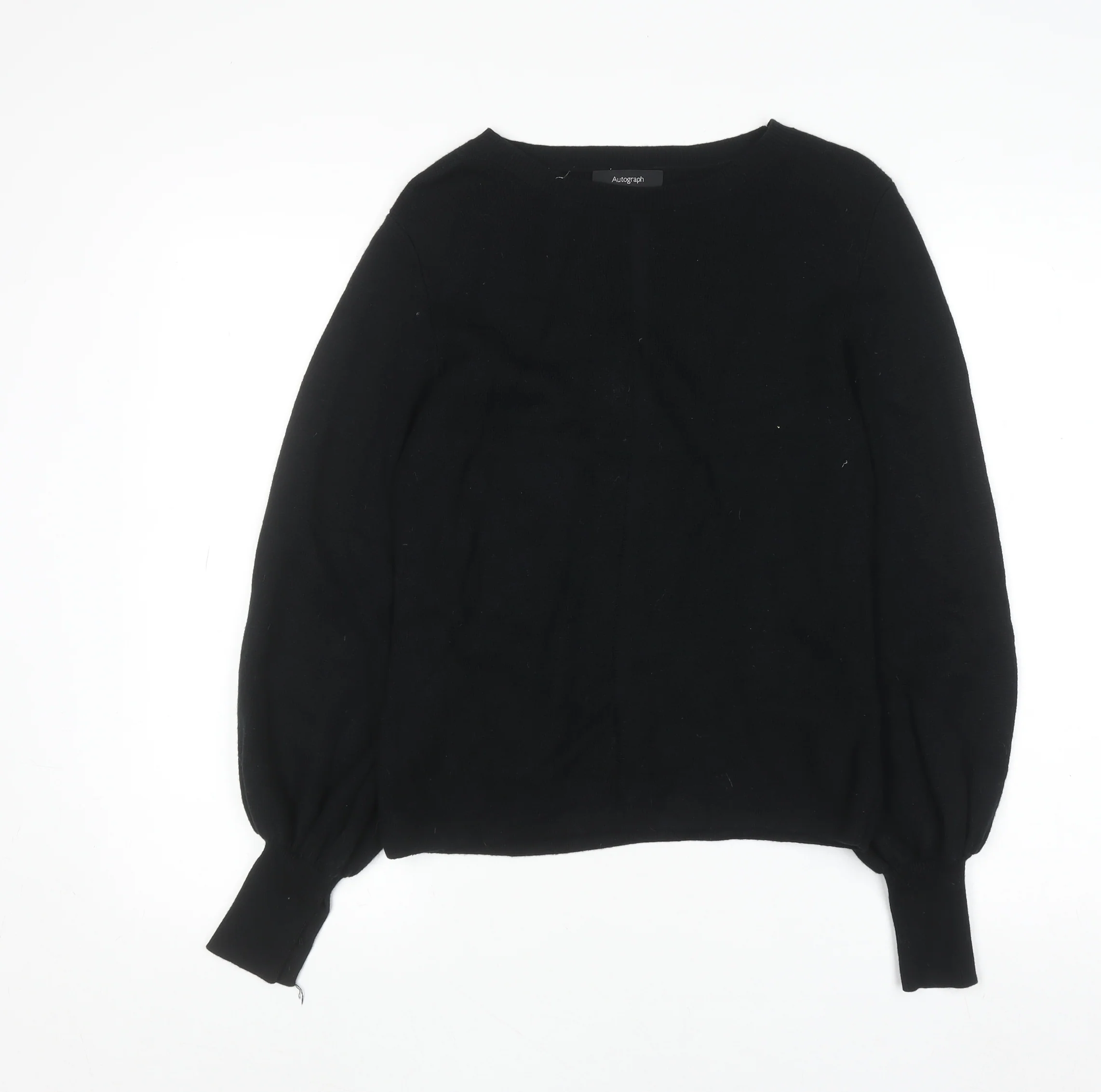 Marks and Spencer Women’s Black Wool Blend Balloon Sleeve Jumper Size 10
