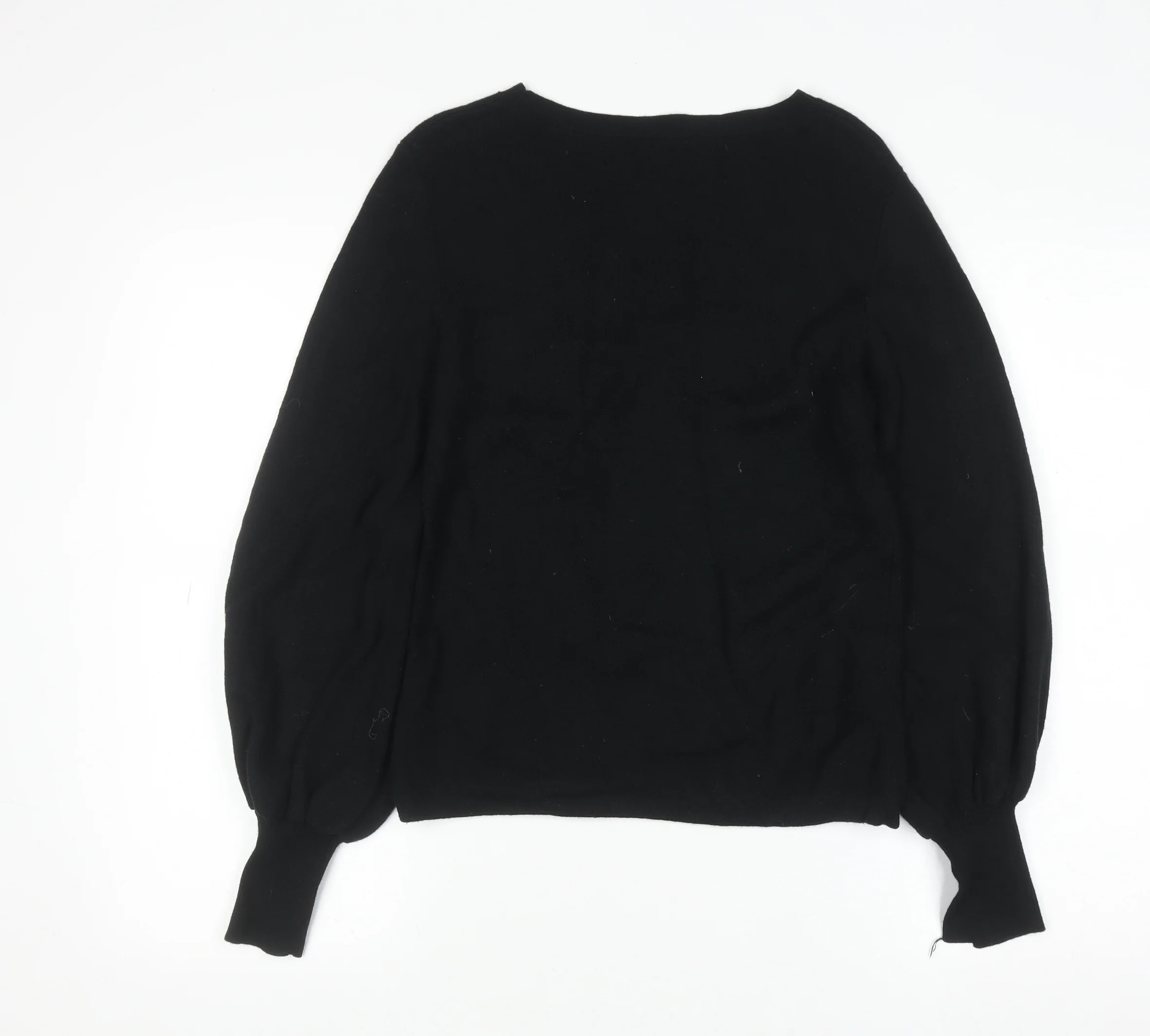 Marks and Spencer Women’s Black Wool Blend Balloon Sleeve Jumper Size 10 - Image 3