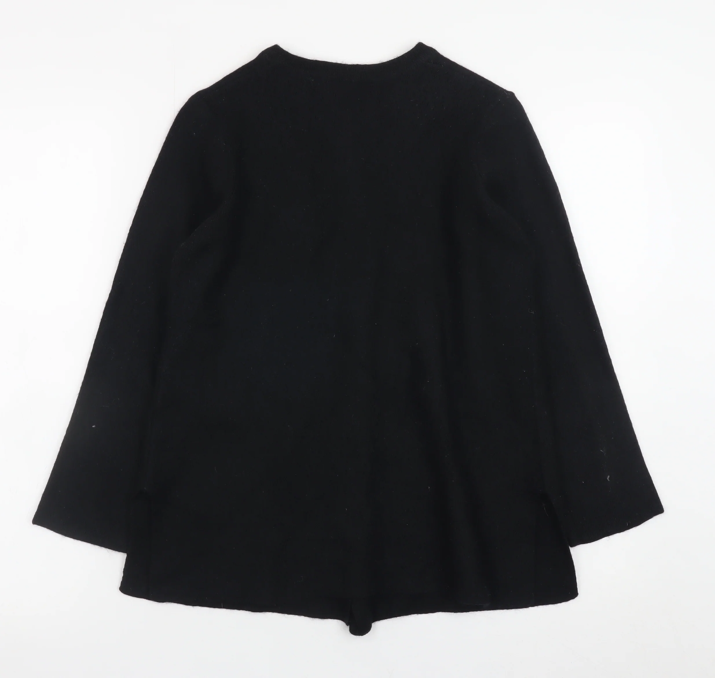 Marks and Spencer Women’s Black Wool Collarless Mid-Length Coat Size 12 - Image 3