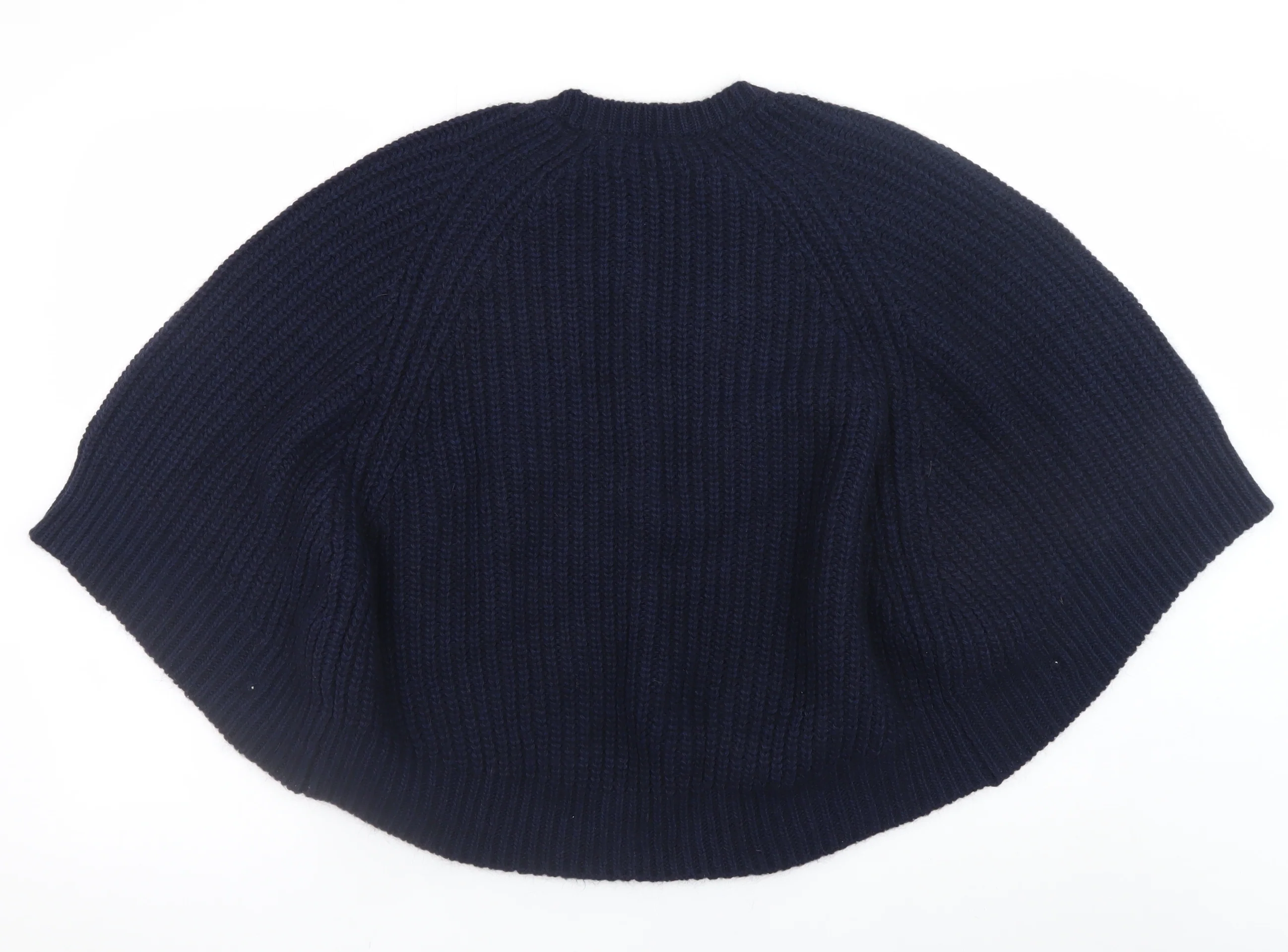 Marks and Spencer Women’s Blue Chunky-Knit Cape Jumper Size S - Image 3
