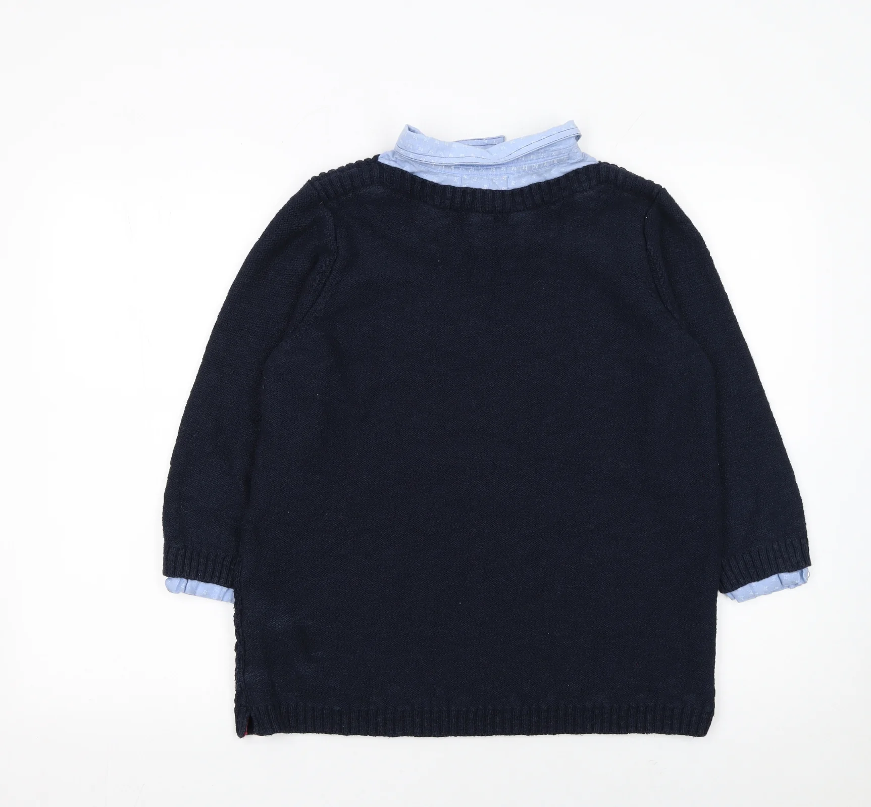 Marks and Spencer Women’s Blue Collared Knit Jumper Size 16 - Image 3