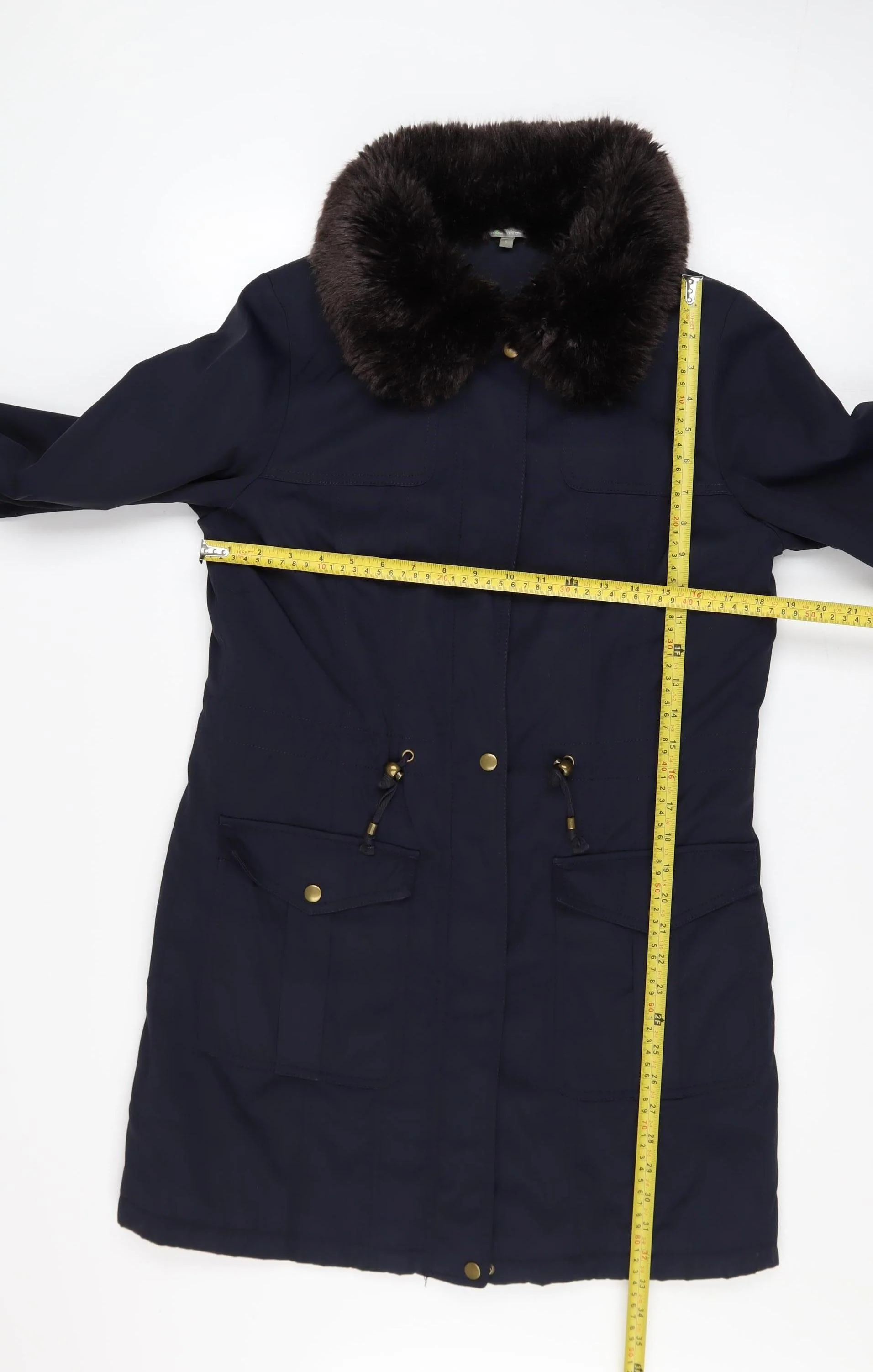 Marks and Spencer Women’s Blue Faux Fur Collar Parka Coat Size S - Image 2