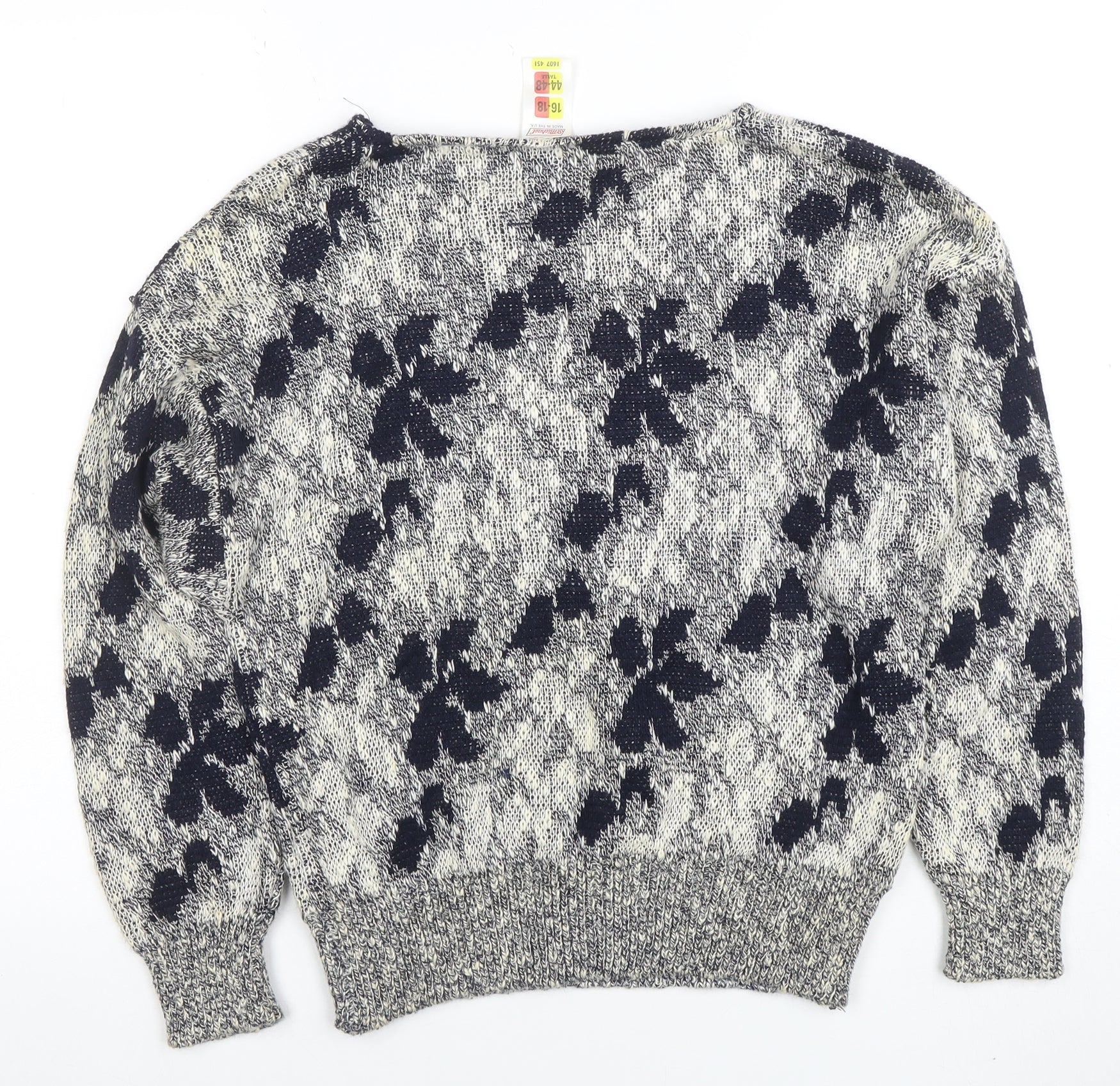Marks and Spencer Women’s Blue Floral Knit Jumper Size 16-18 - Image 3