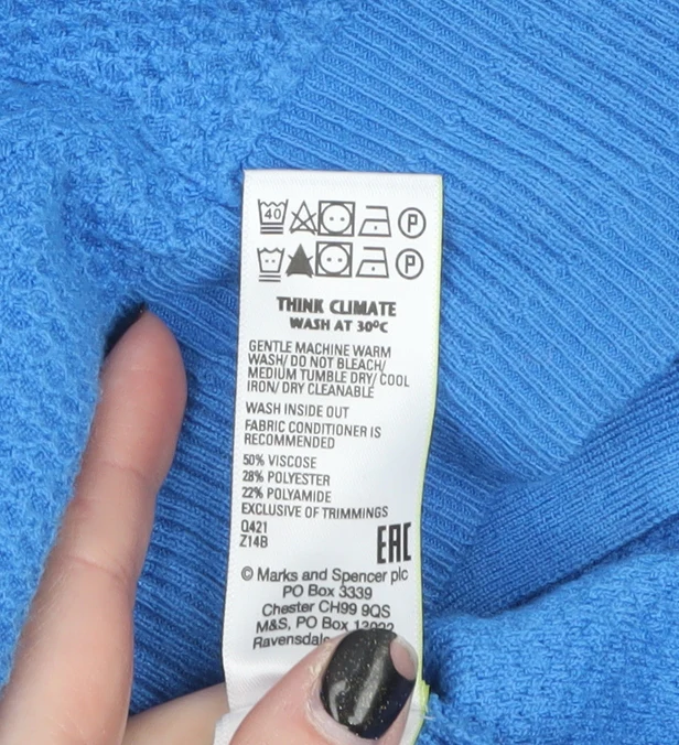 Marks and Spencer Women’s Blue Full Zip Hooded Cardigan S - Image 4