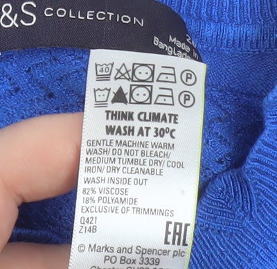 Marks and Spencer Women’s Blue Knit Short Sleeve Blouse Size 20 - Image 4