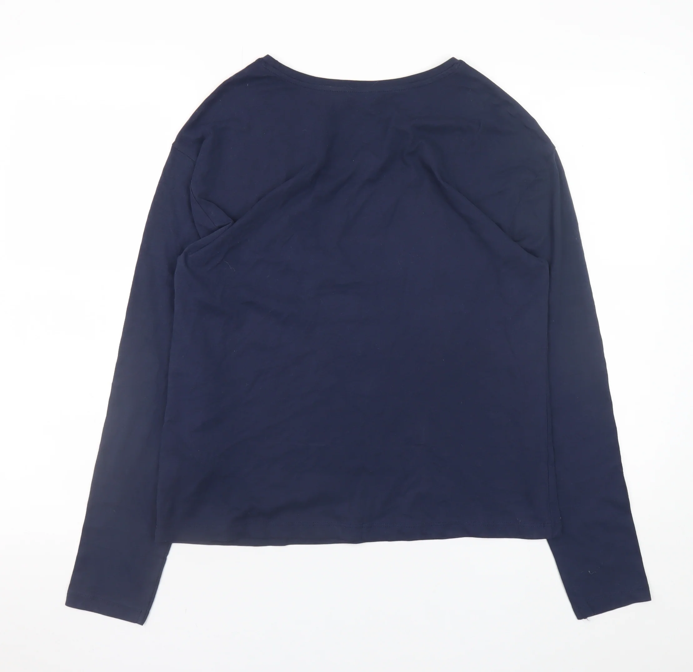 Marks and Spencer Women’s Blue Long Sleeve Cotton T-Shirt Small - Image 3