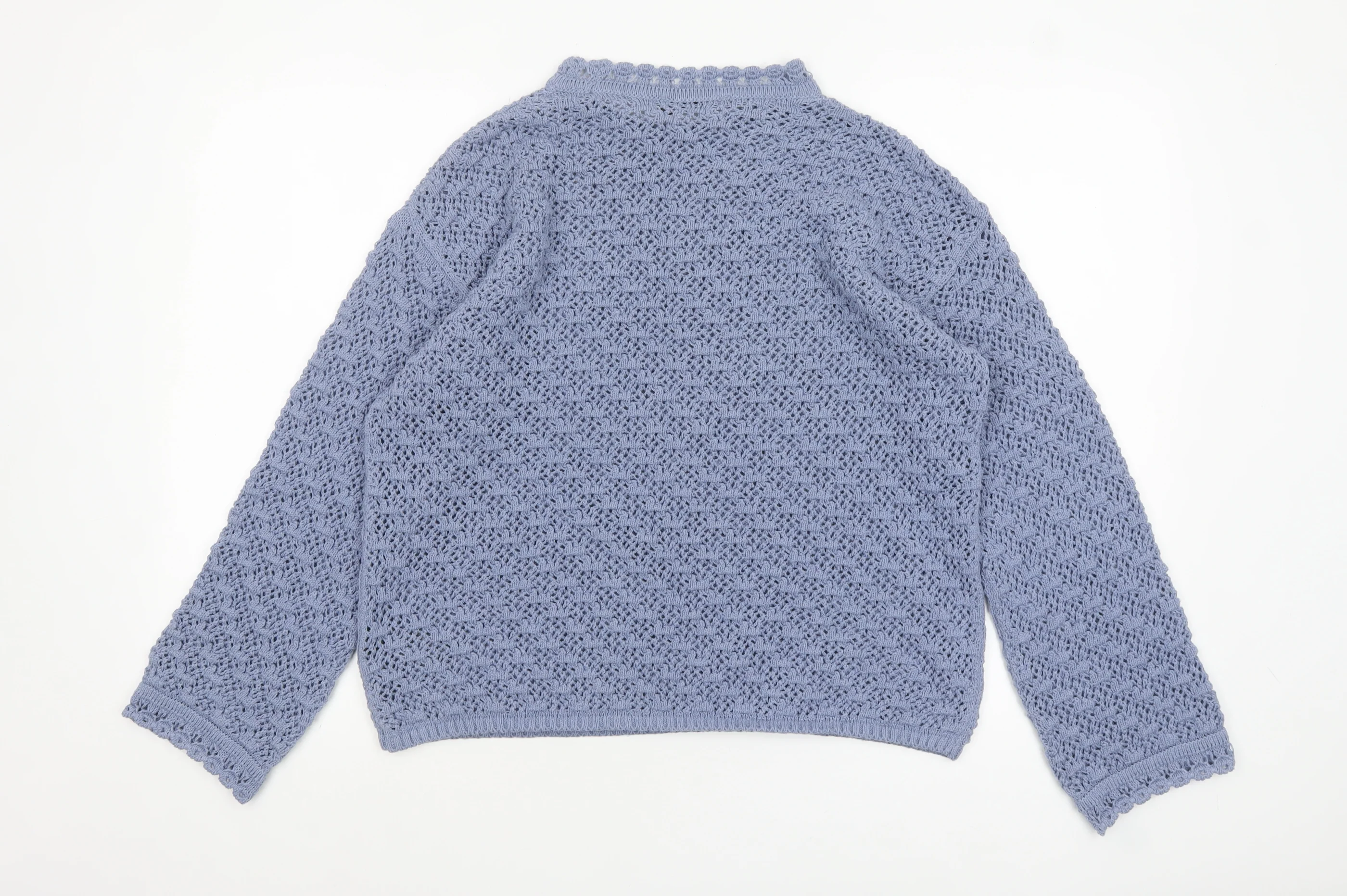 Marks and Spencer Women’s Blue Open-Knit Cotton Jumper M - Image 3