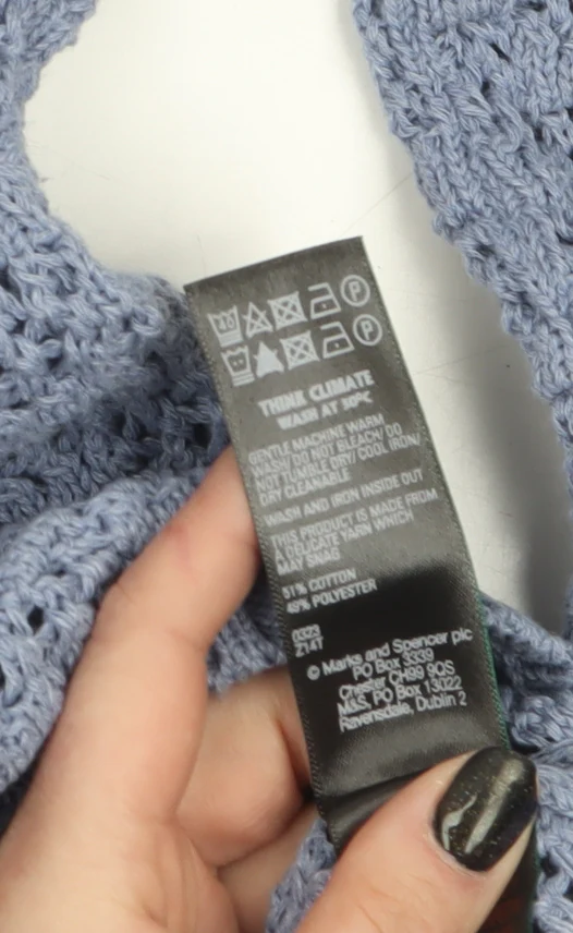 Marks and Spencer Women’s Blue Open-Knit Cotton Jumper M - Image 4
