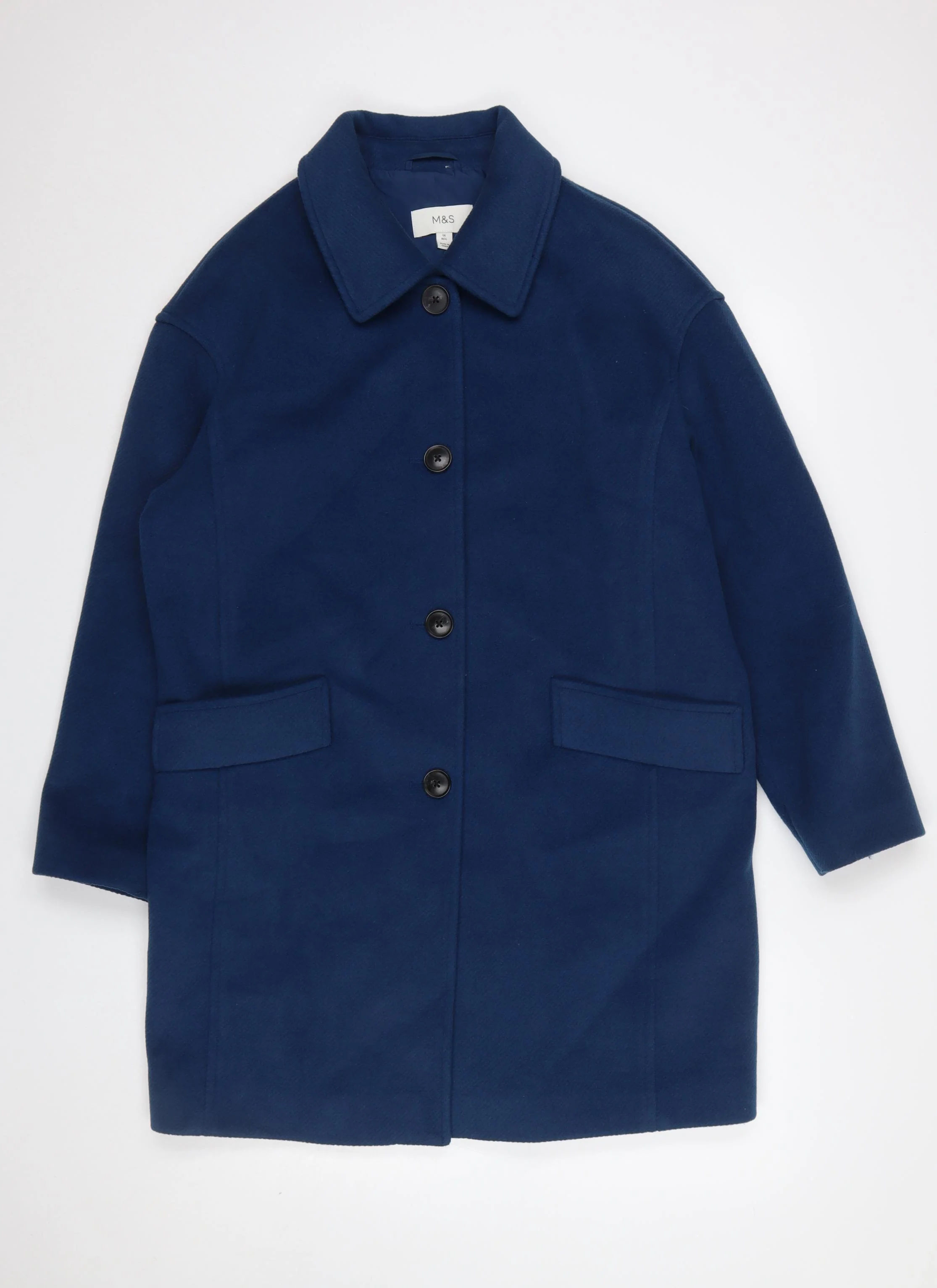 Marks and Spencer Women’s Blue Size 14 Classic Mid-Length Coat