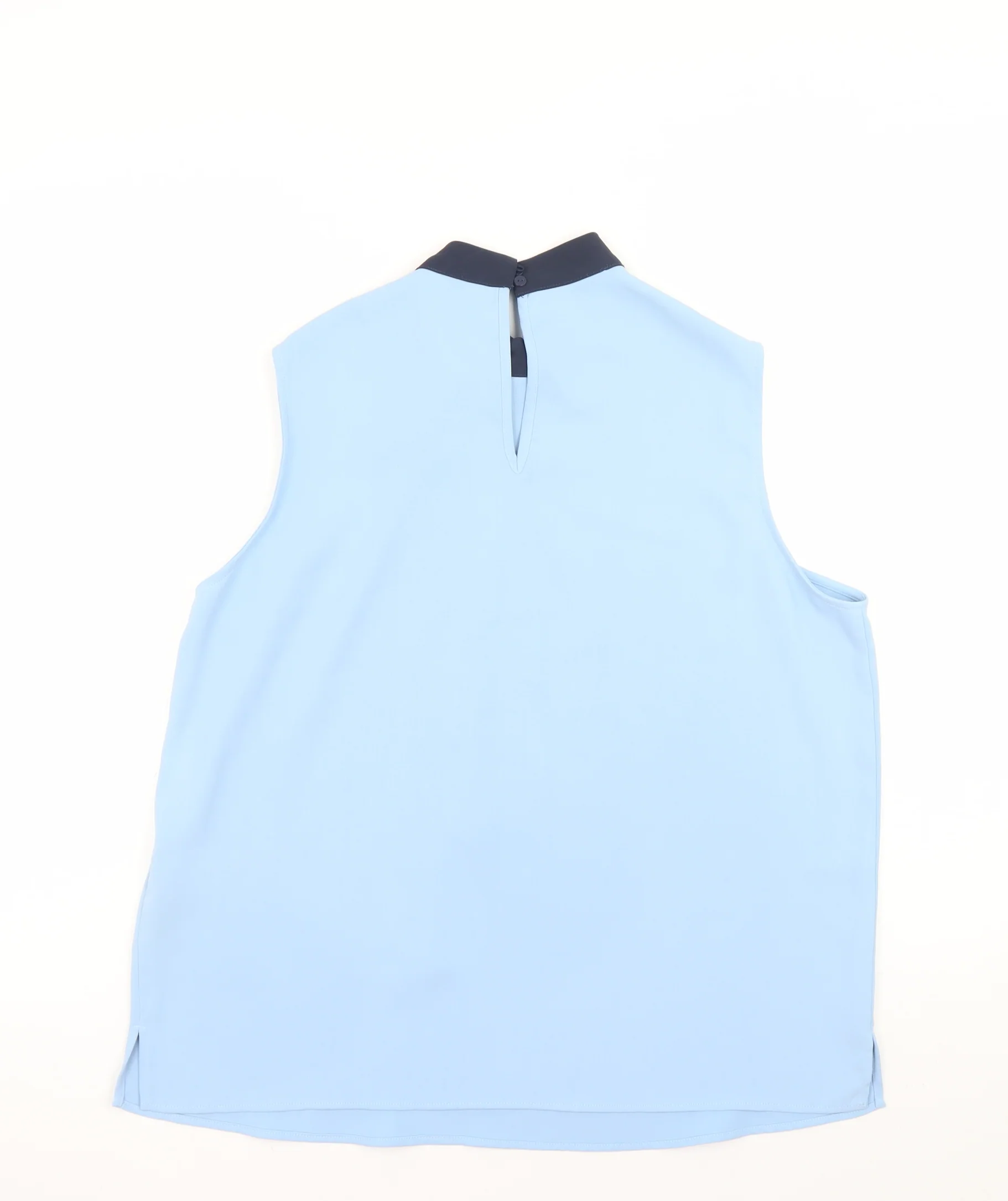 Marks and Spencer Women’s Blue Sleeveless High Neck Bow Blouse Size 14 - Image 3