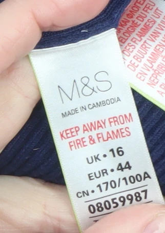 Marks and Spencer Women’s Blue V-Neck Long Sleeve Pullover Jumper UK 16 - Image 4