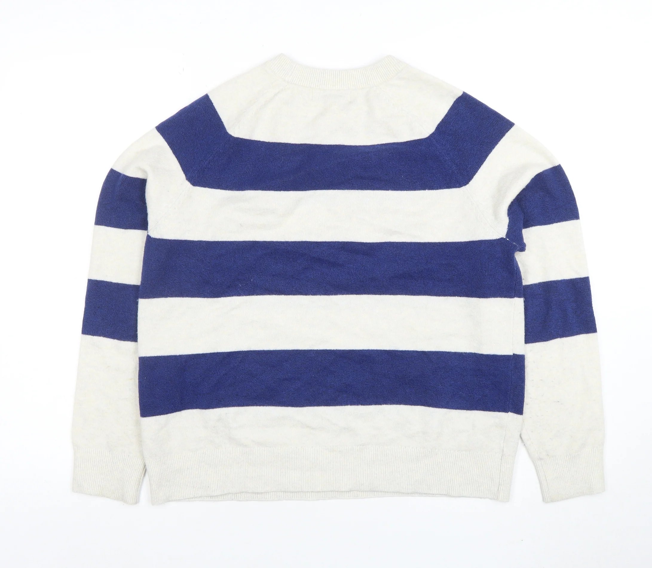 Marks and Spencer Women’s Blue White Striped Wool Jumper Size M - Image 3