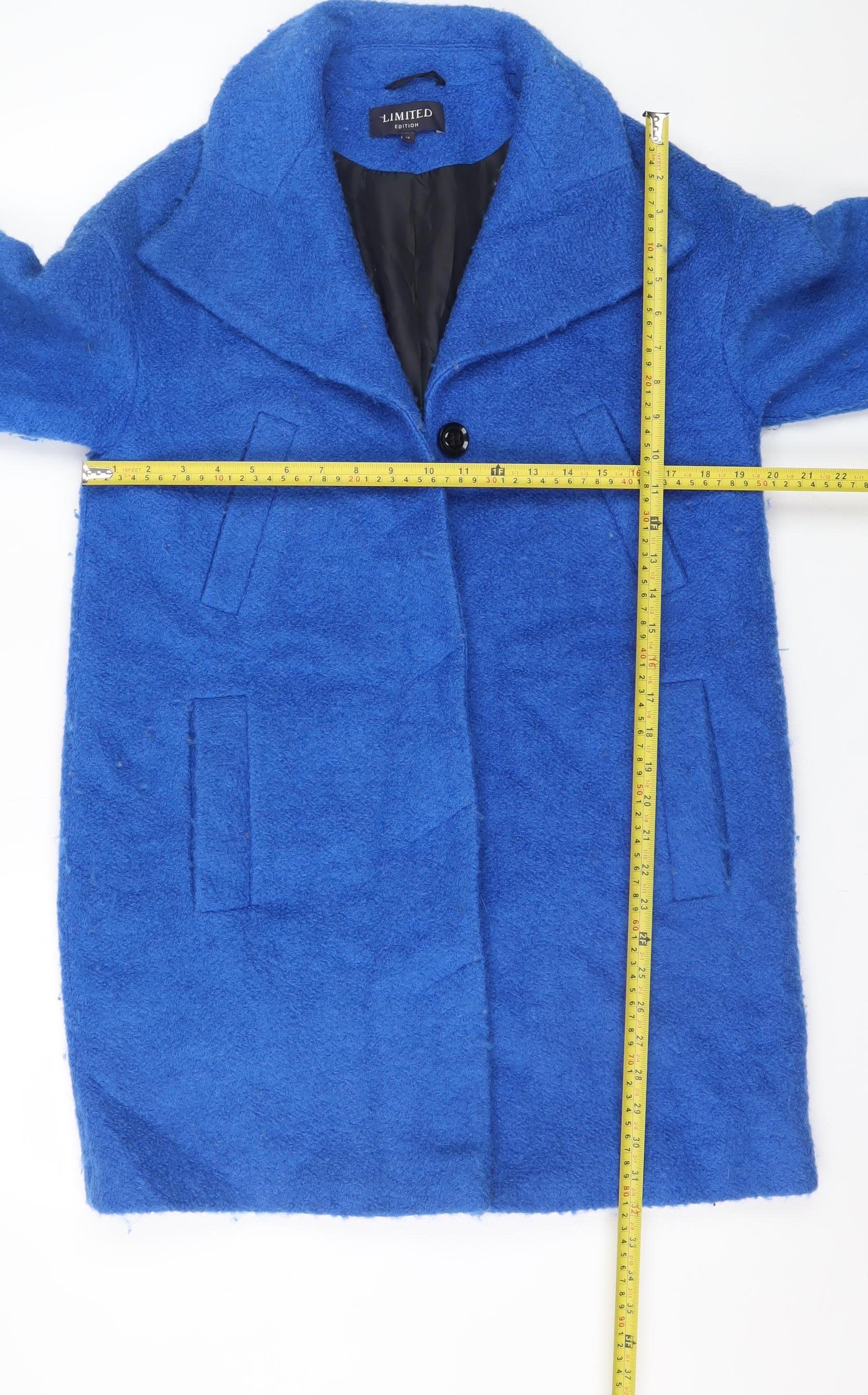 Marks and Spencer Women’s Blue Wool Blend Mid-Length Overcoat Size 12 - Image 2