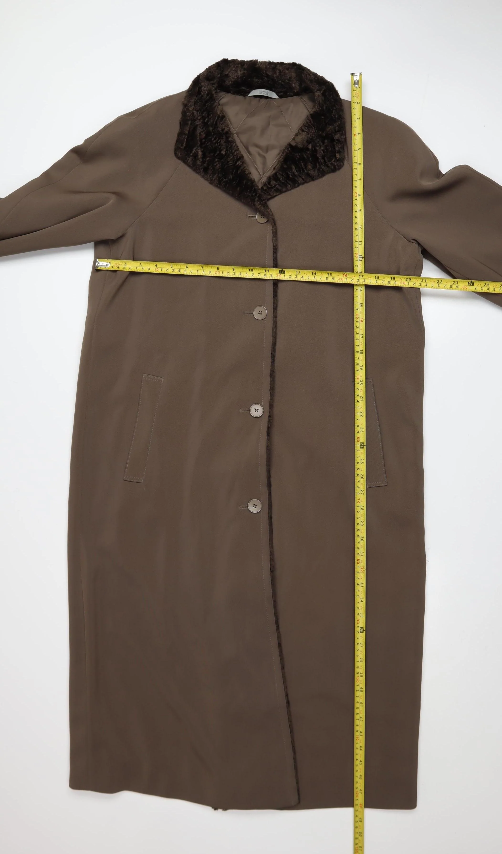 Marks and Spencer Women’s Brown Long Overcoat UK 12 Classic Style - Image 2