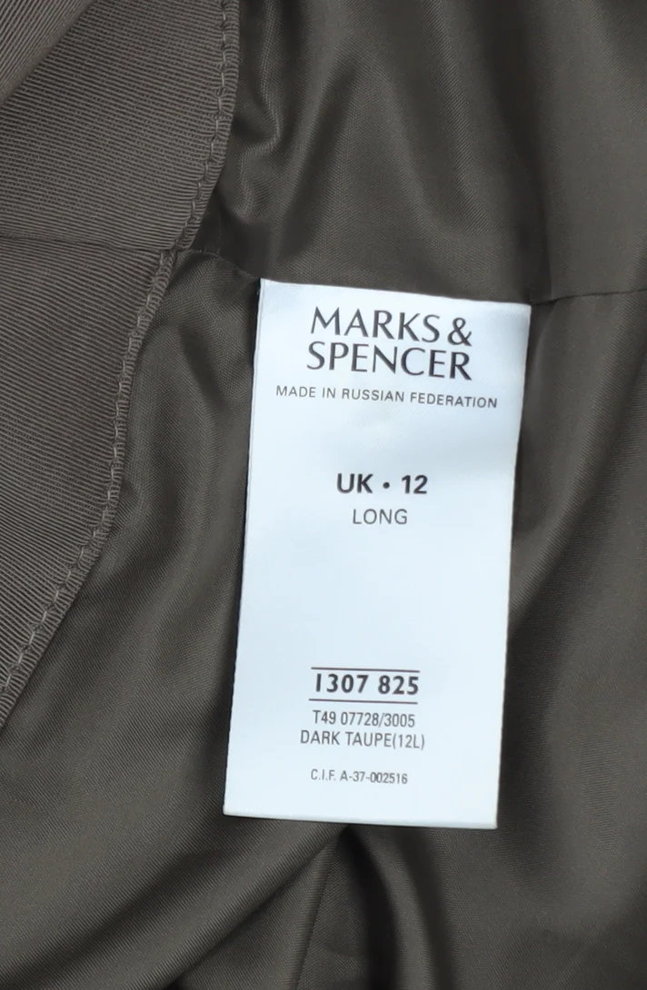 Marks and Spencer Women’s Brown Long Overcoat UK 12 Classic Style - Image 4