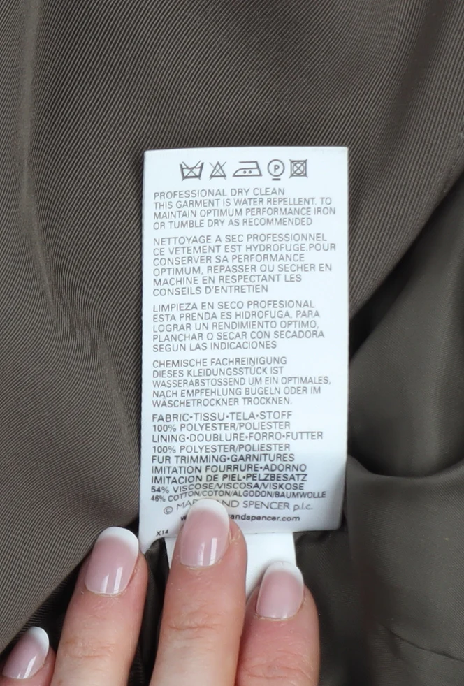 Marks and Spencer Women’s Brown Long Overcoat UK 12 Classic Style - Image 5