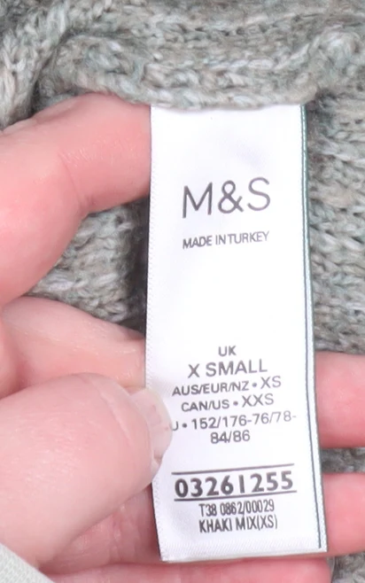 Marks and Spencer Women’s Green Chunky Knit Jumper XS - Image 4