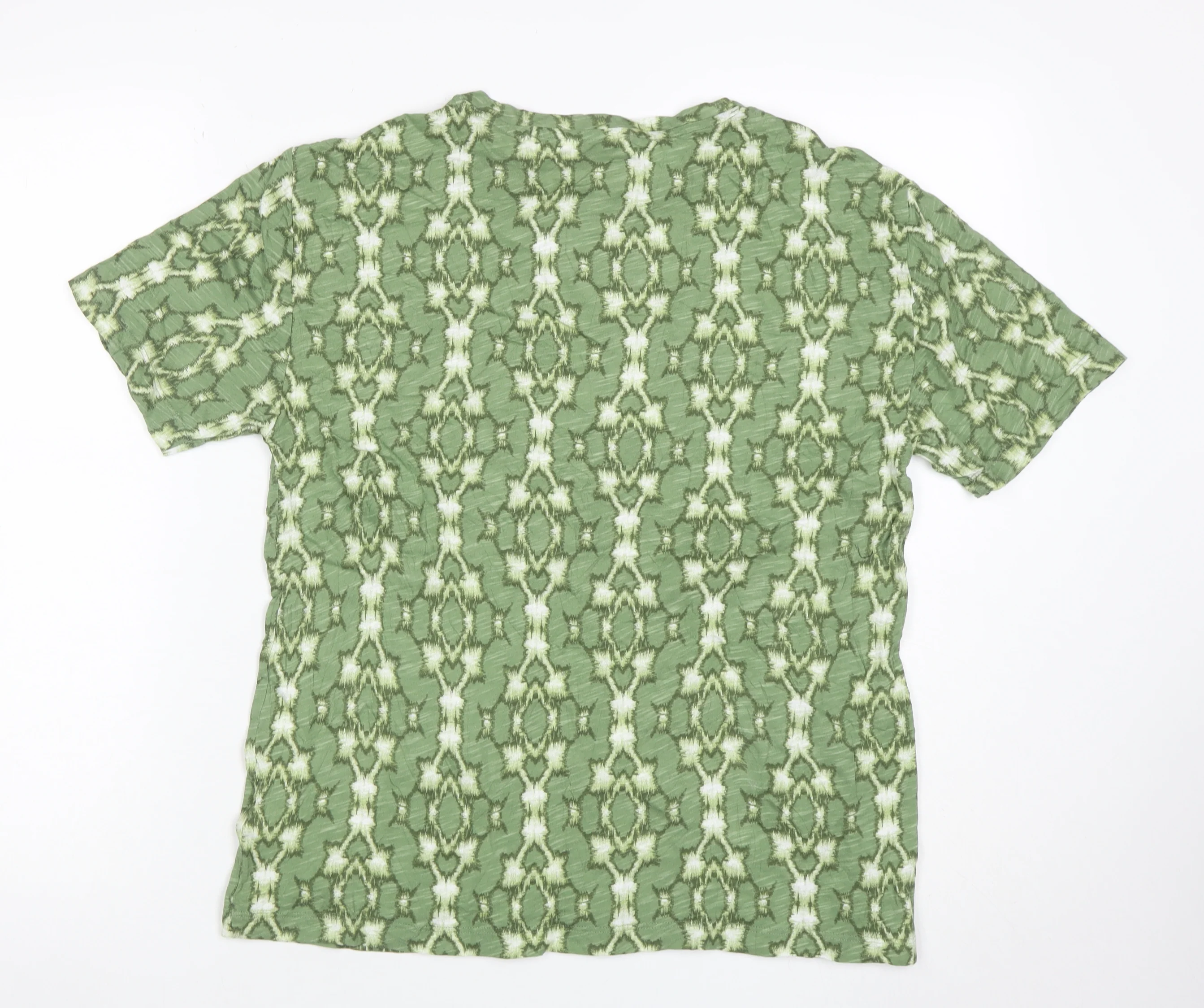 Marks and Spencer Women’s Green Geometric Cotton Modal T-Shirt Size 10 - Image 3