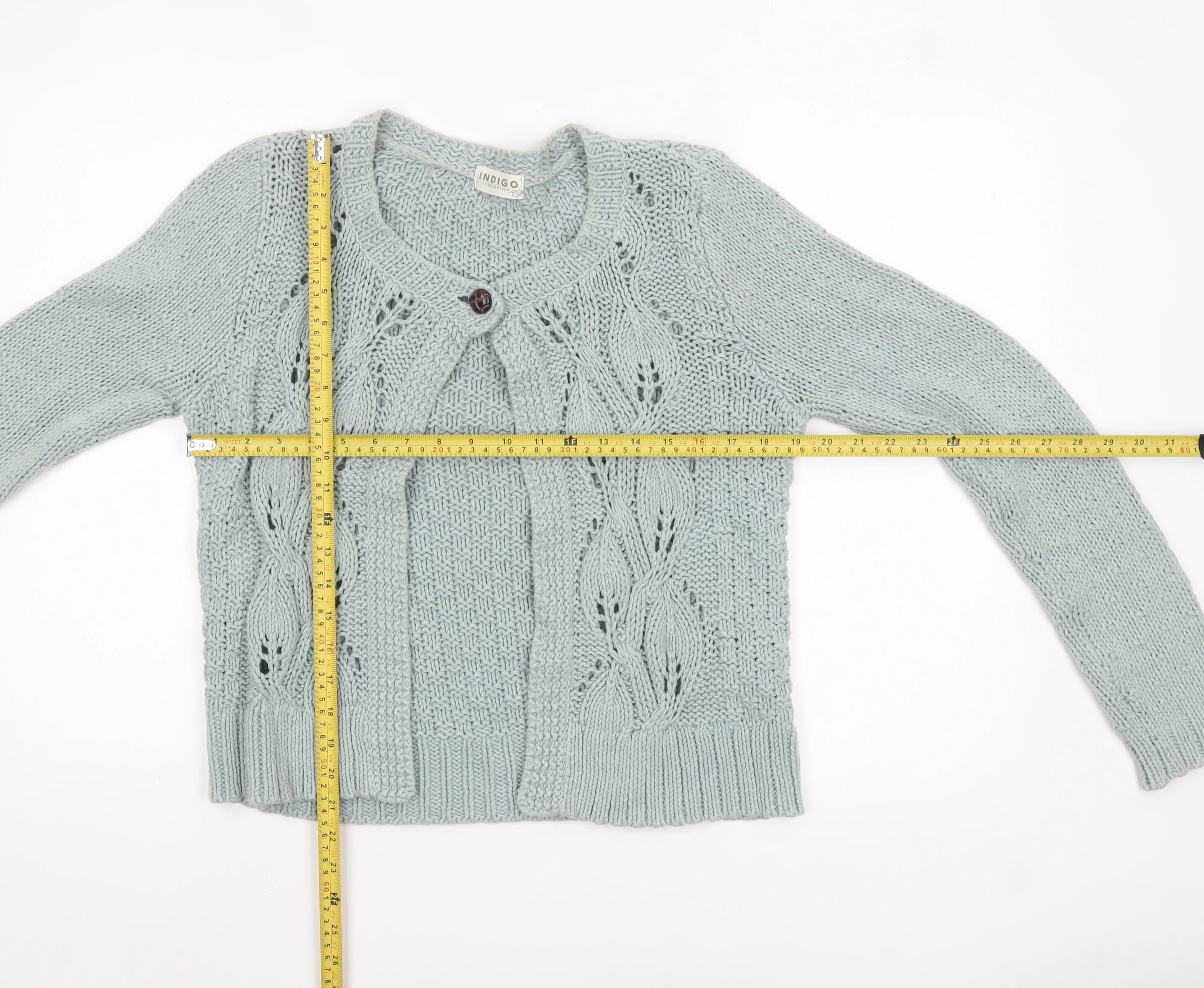 Marks and Spencer Women’s Green Knit Cardigan Size 14 Cotton Blend - Image 2