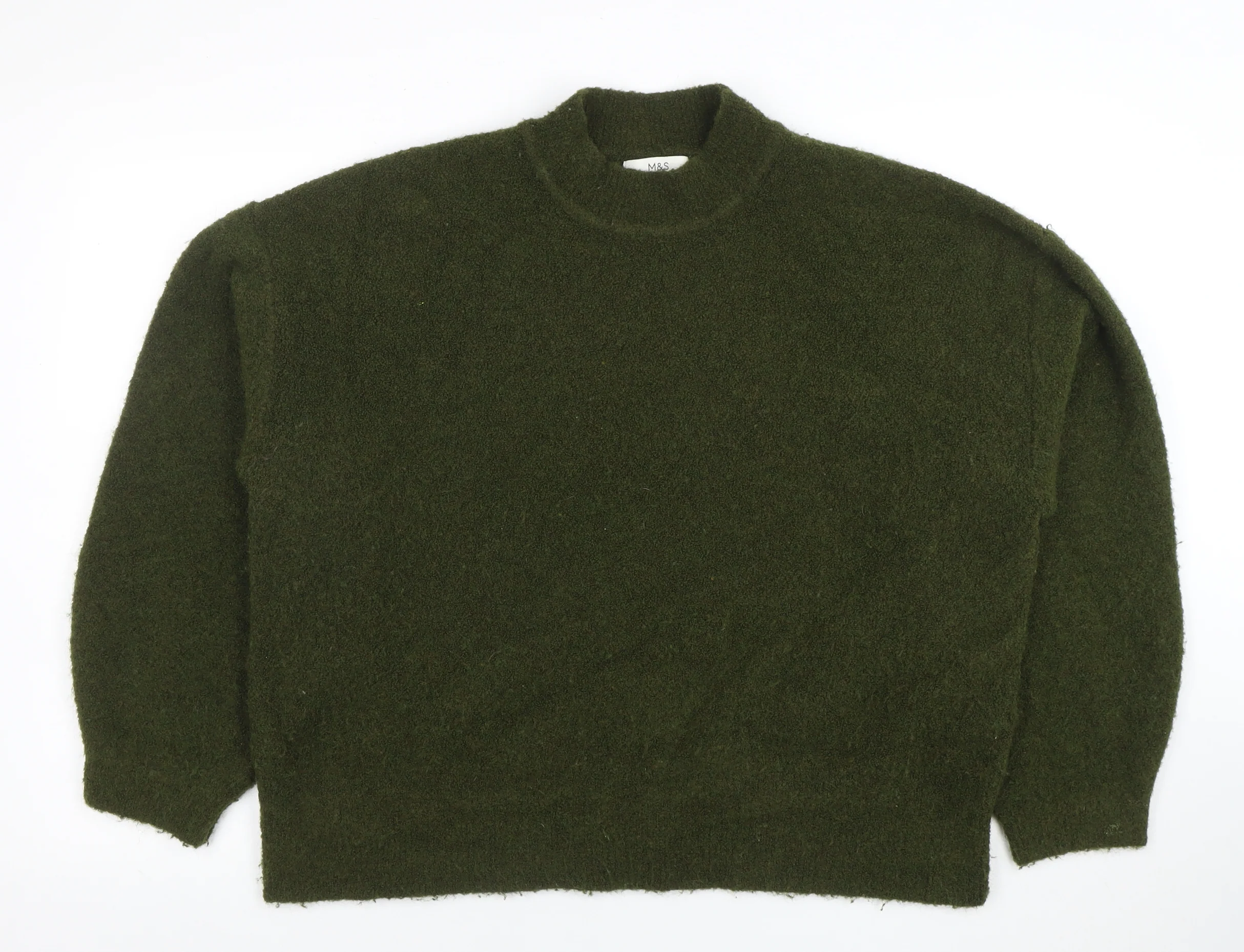 Marks and Spencer Women’s Green Mock Neck Wool Blend Jumper Size L