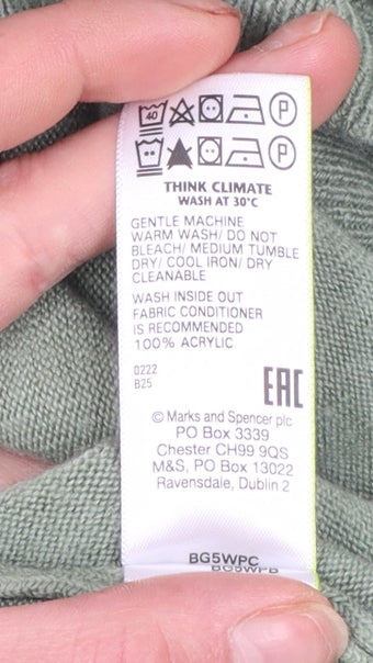 Marks and Spencer Women’s Green V-Neck Long Sleeve Acrylic Jumper Size S - Image 5