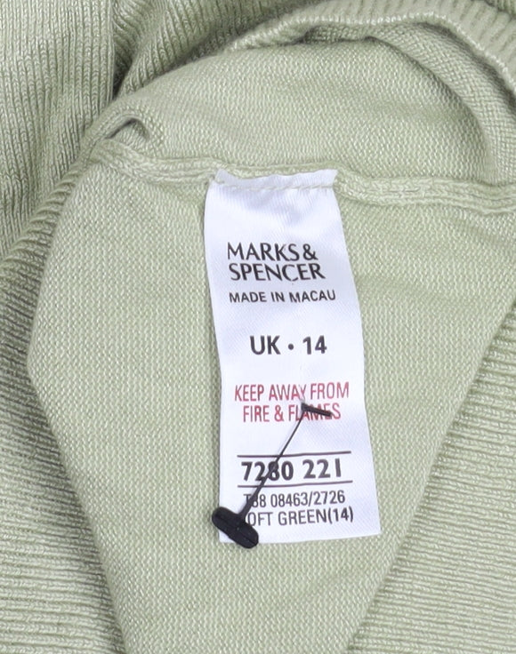 Marks and Spencer Women’s Green V-Neck Long Sleeve Jumper Size 14 - Image 5