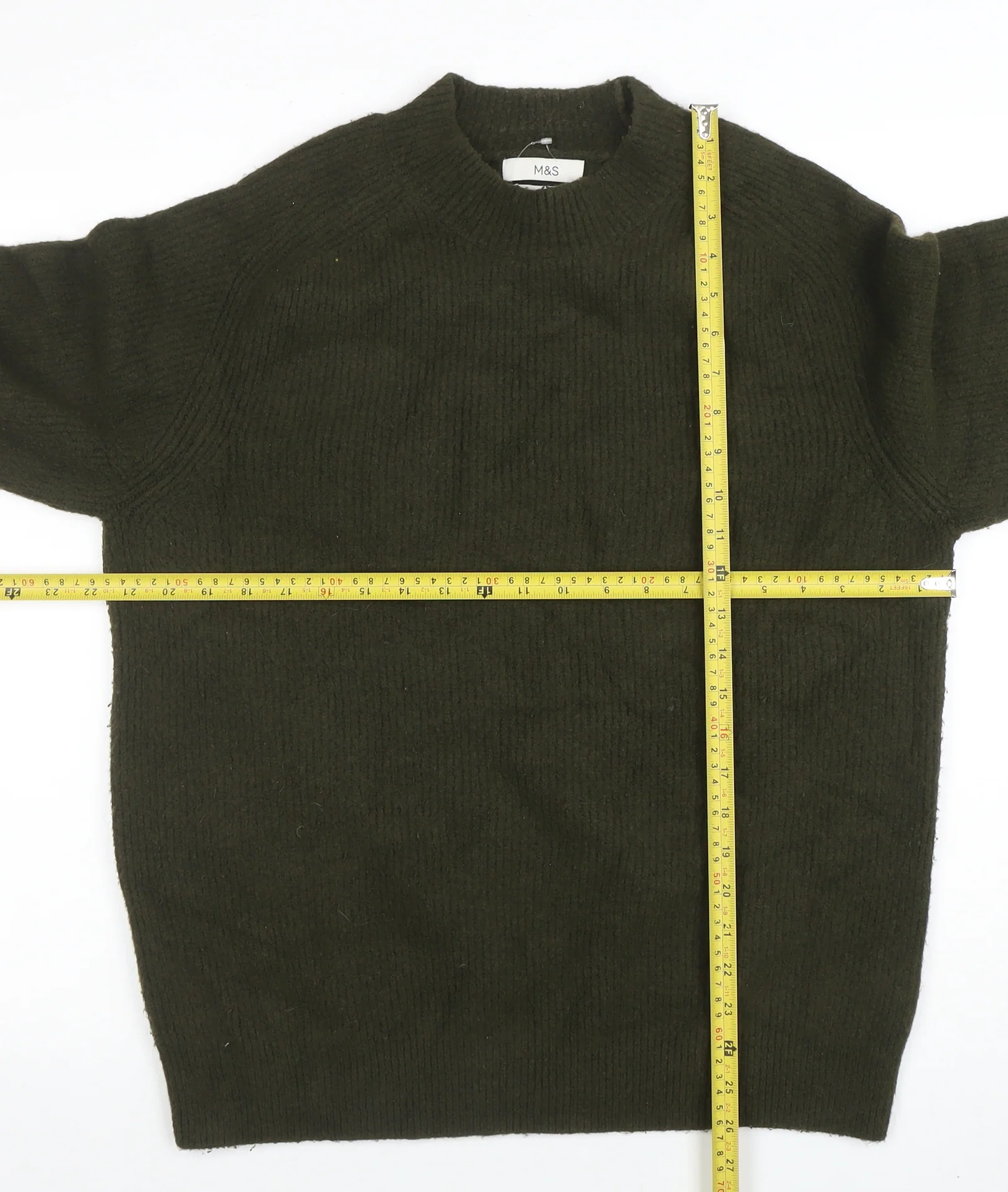 Marks and Spencer Women’s Green Wool Blend Crew Neck Jumper L - Image 2
